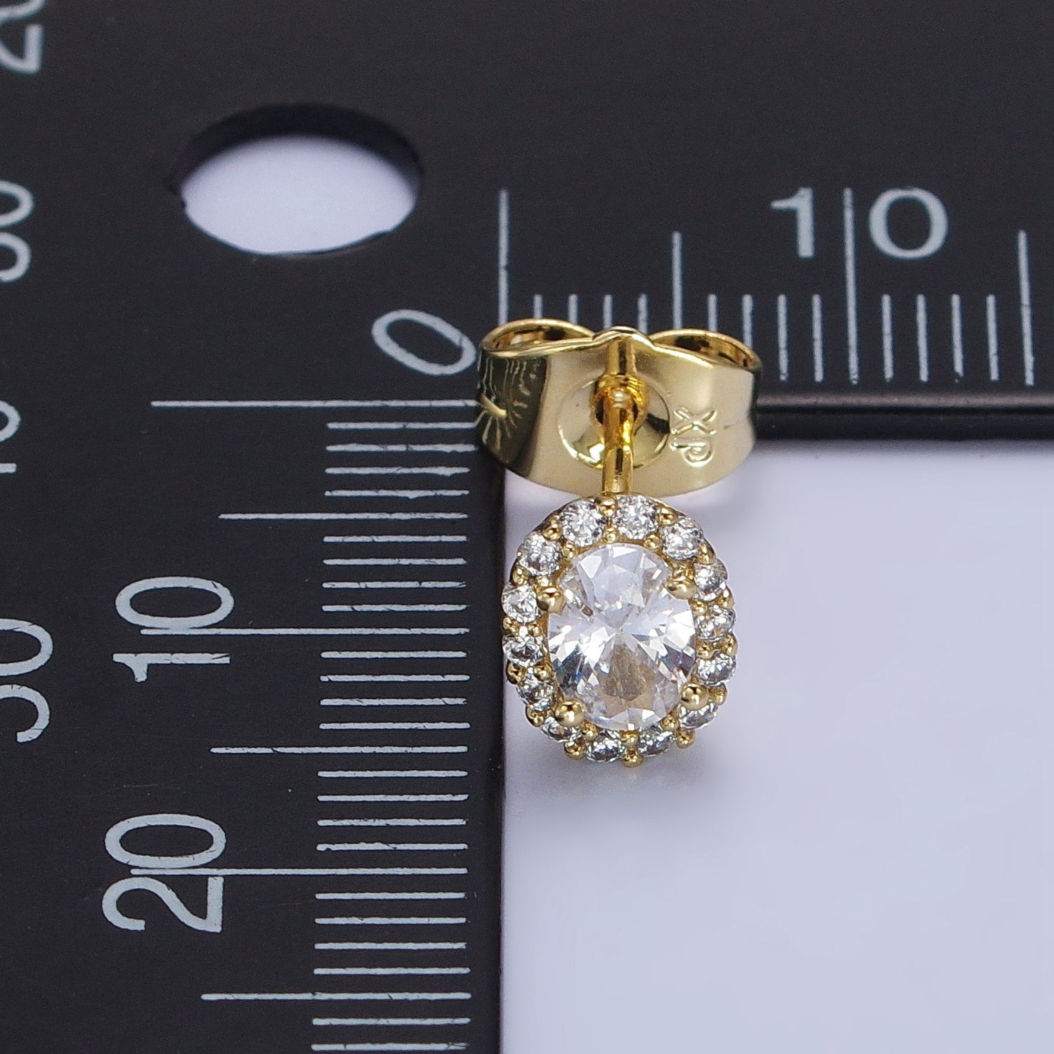 14K Gold Filled Clear Oval CZ Micro Paved Stud Earrings | AB312 - DLUXCA