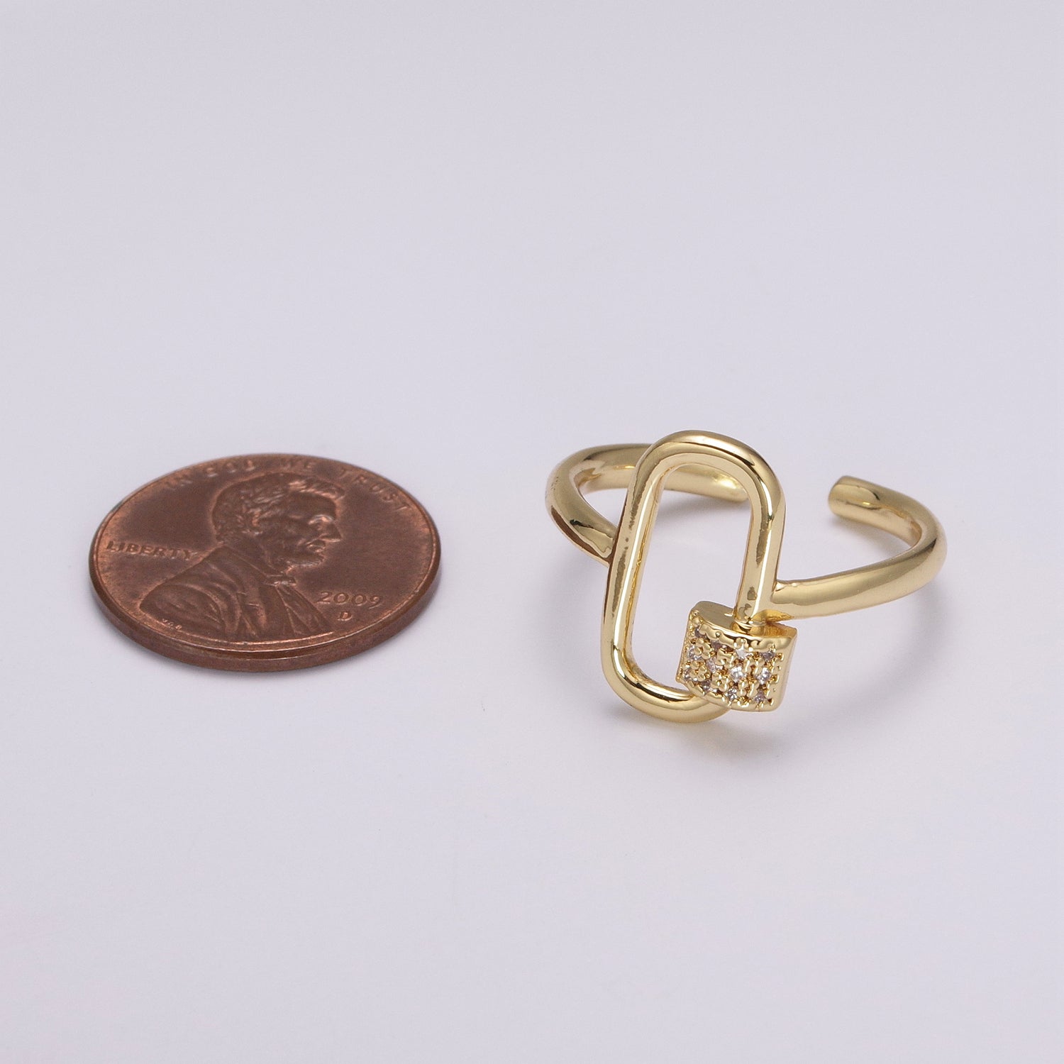 Dainty Gold Ring Carabiner Style Fashion Jewelry - DLUXCA