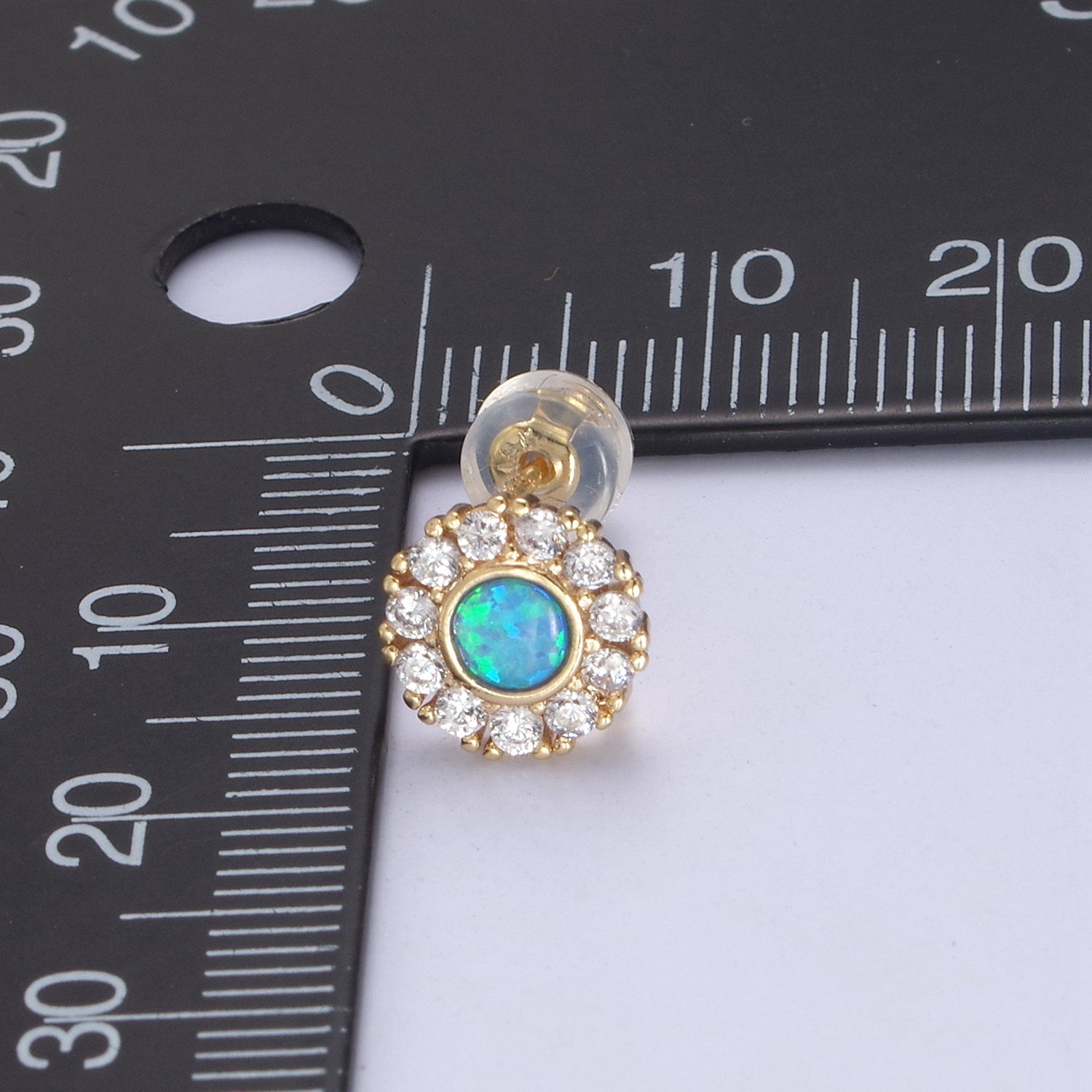 Mini Opal Floral Stud Earring Cartilage Earring, Gold Flower stud, dainty gold Minimalist Jewelry Pushback stud L-614 - DLUXCA