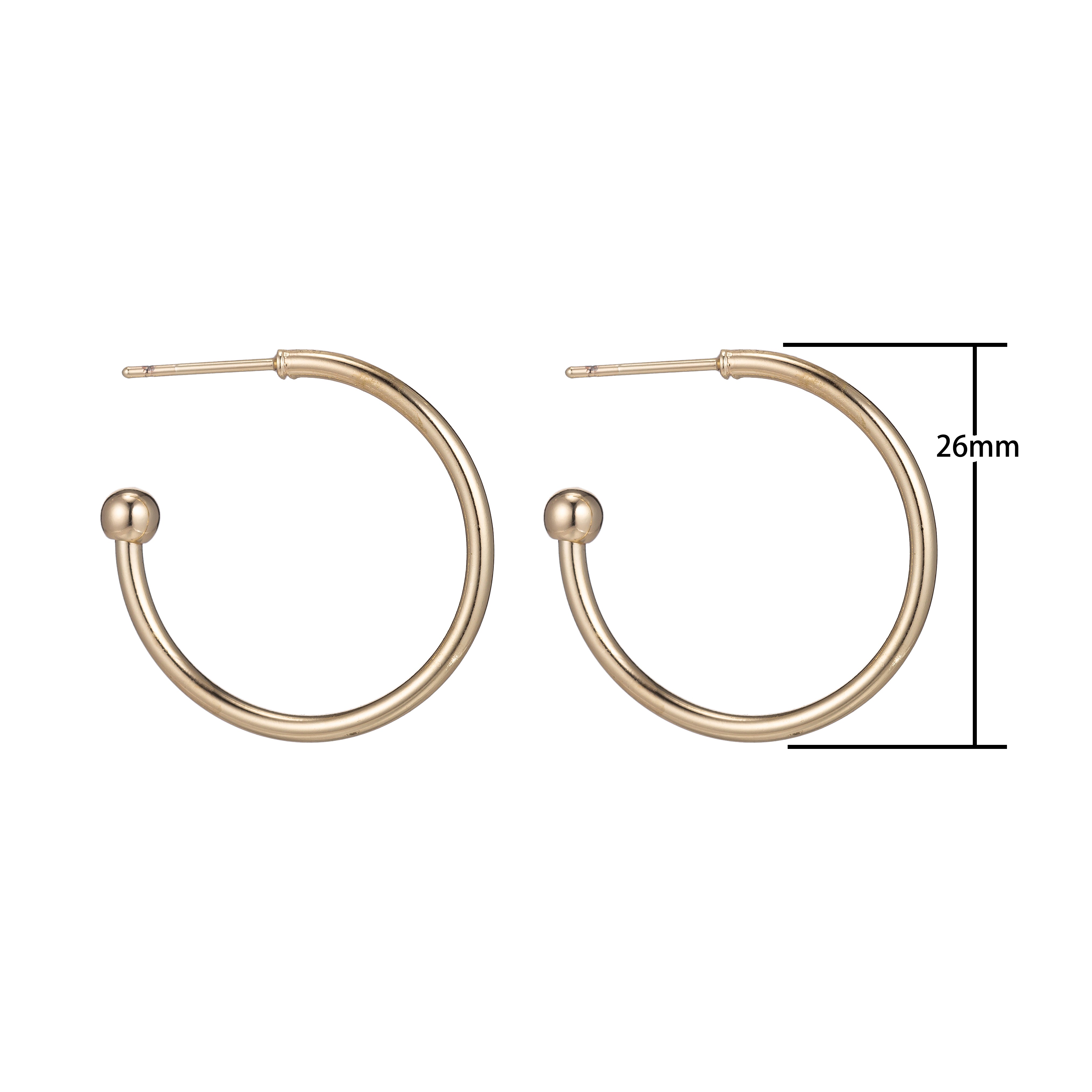 Simple Minimalist Gold Filled Gold Earring Hoops - K022 - DLUXCA