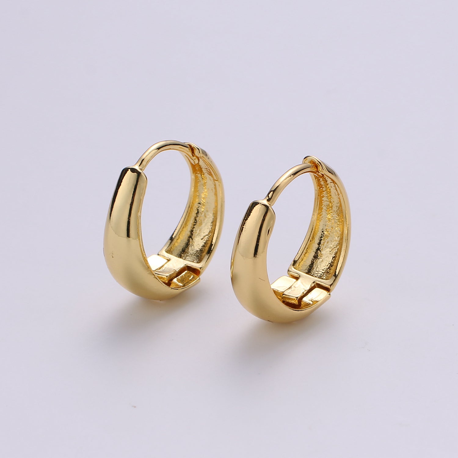 24k Vermeil Gold Earrings, Huggie Earring, Tiny Earrings, Smooth Plated Earrings, Everyday Wear Earrings, Rosegold Earring, 18mm Earring - DLUXCA