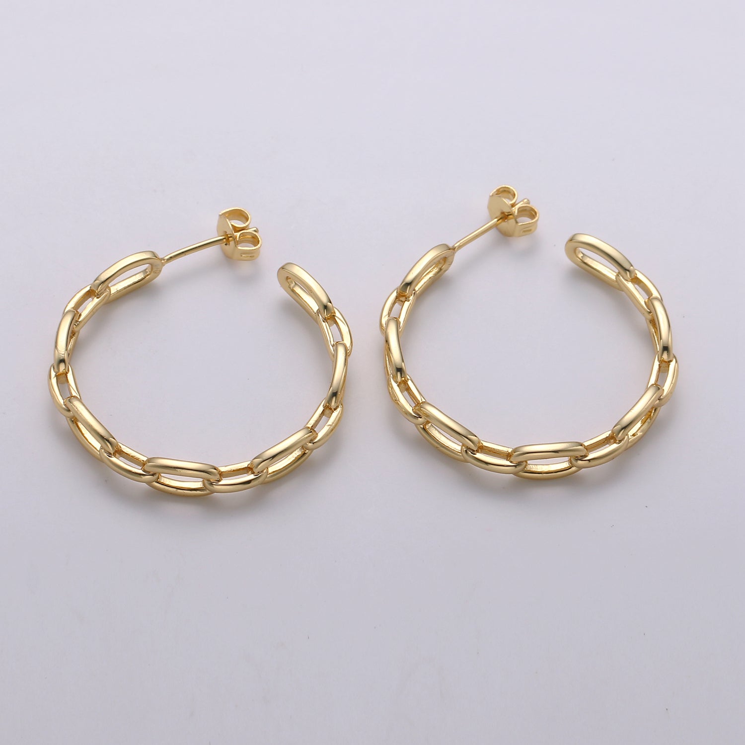 Dainty Gold Chain Earring- Curb Chain Earring - Thin Earring - Gold Filled Hoop Ring - Minimalist Jewelry - Cuban Link Earring - DLUXCA