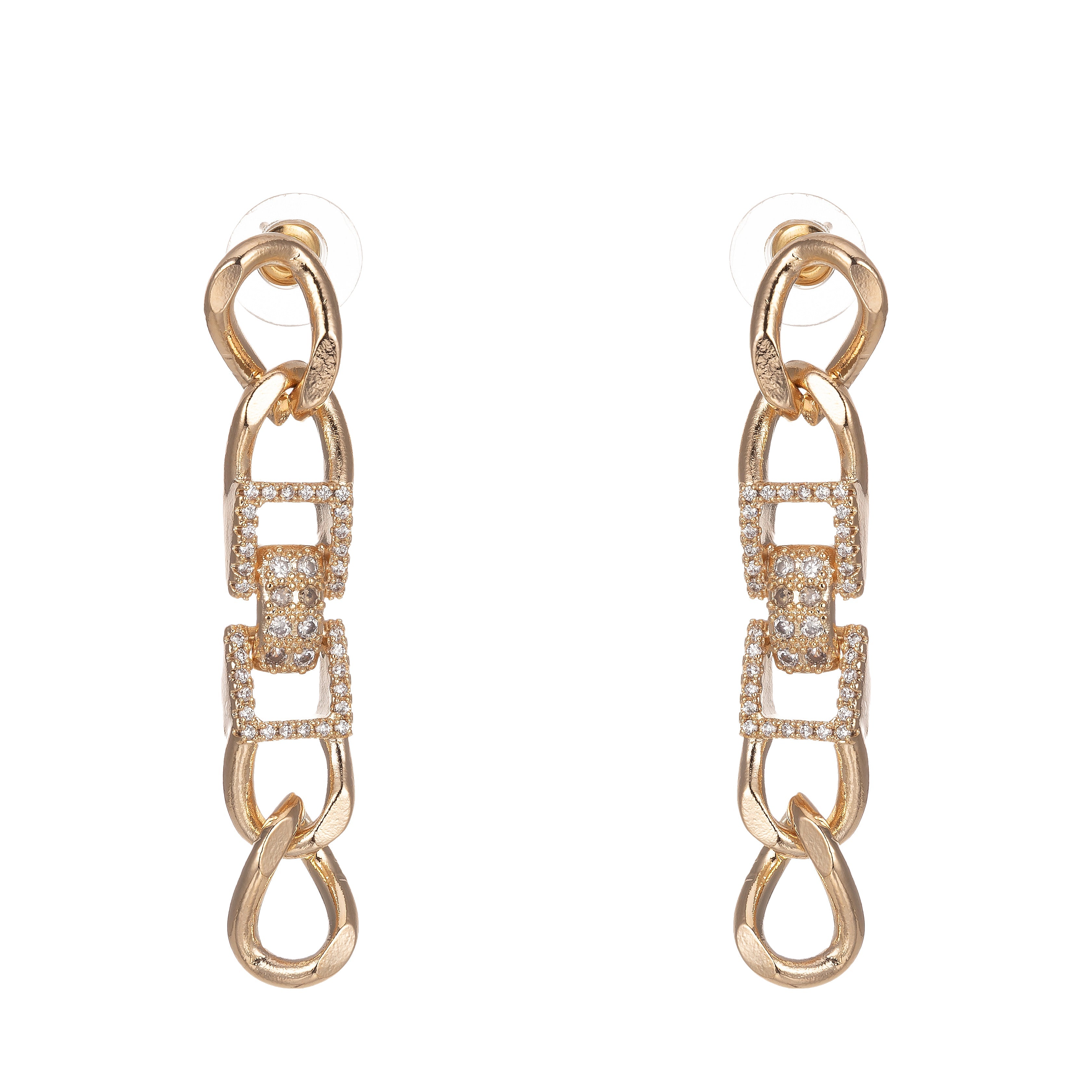 Curb Link Earrings Curb Chain Link Earring • Minimalist Gold Earring Dangle Stud Earring - DLUXCA