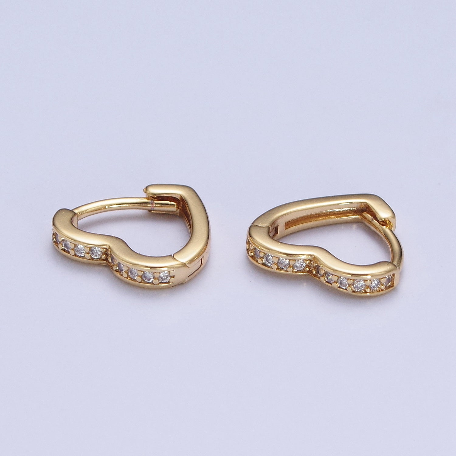 24K Gold Filled Micro Pave Heart Love Huggie Hoop Earrings Jewelry Gift For Valentine | T027 T028 X840 - DLUXCA