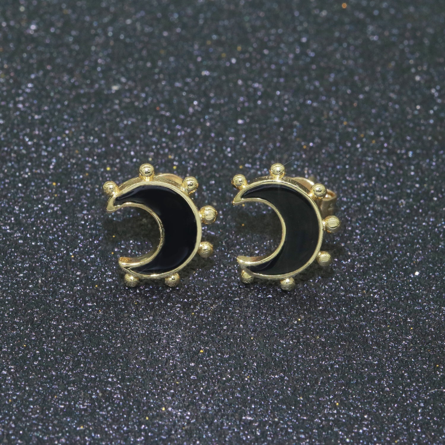 Moon Enamel Stud Earrings Gold Filled Cute Small Celestial Jewelry Hypoallergenic Stud Earrings for Women And Girls - DLUXCA