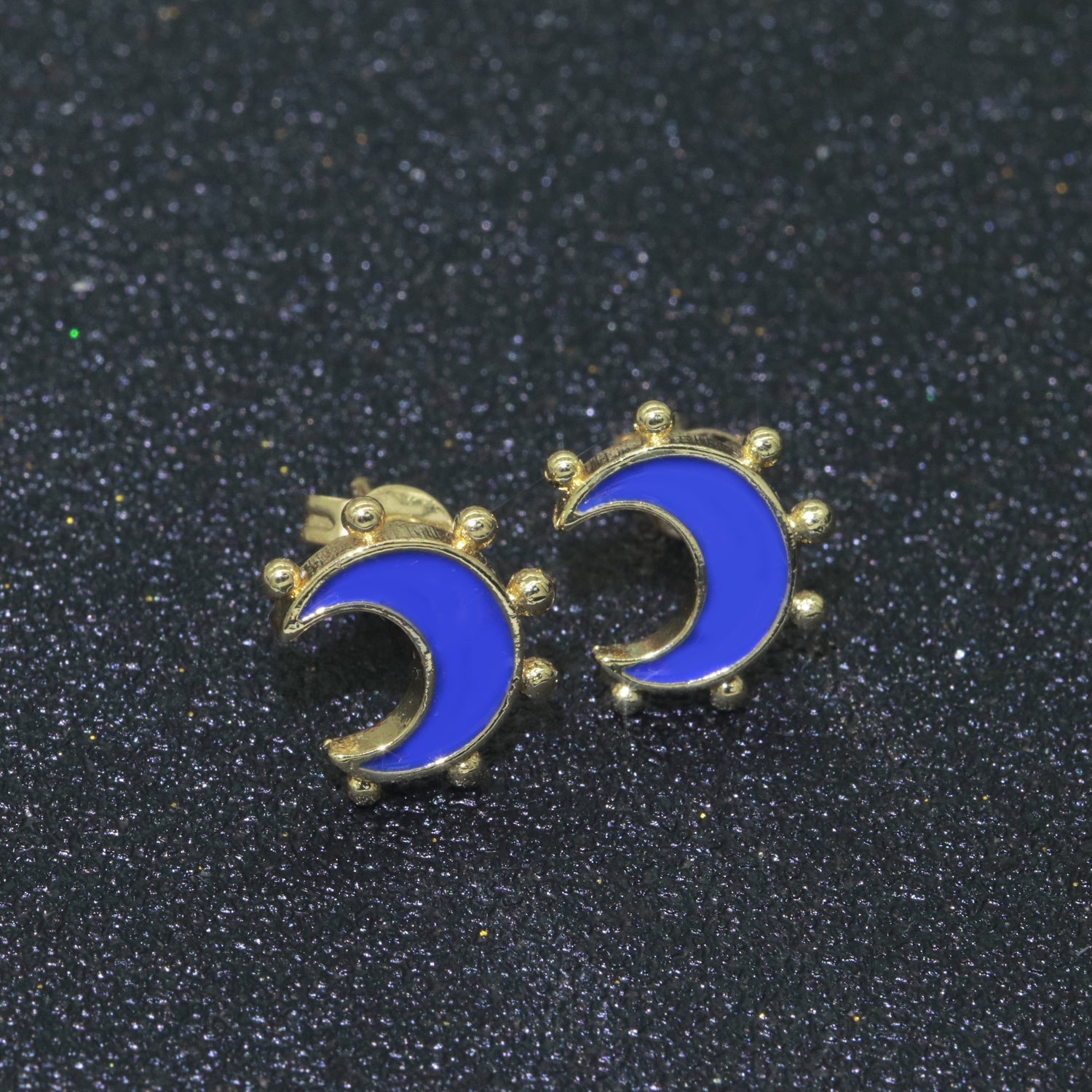 Moon Enamel Stud Earrings Gold Filled Cute Small Celestial Jewelry Hypoallergenic Stud Earrings for Women And Girls - DLUXCA