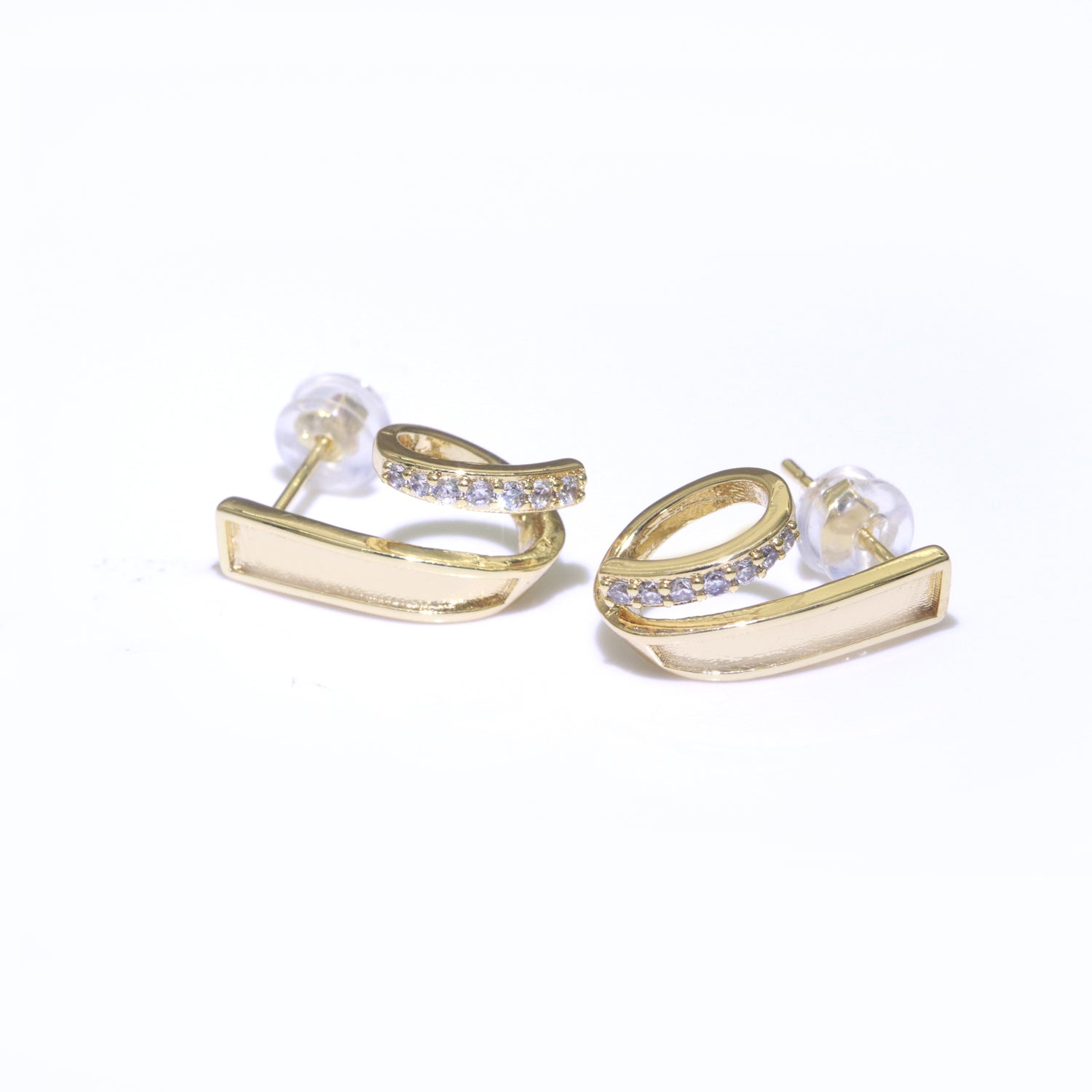 Micro Pave Clear Cz Stud Earring in Gold Filled Twist Stud Earring - DLUXCA