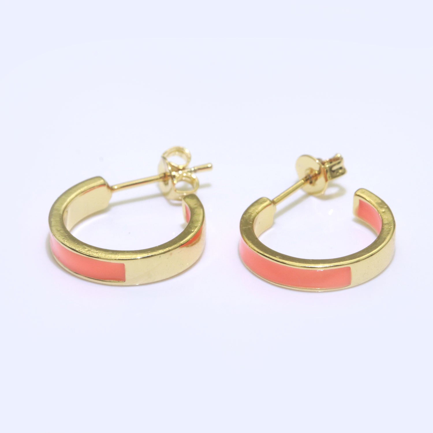Colorful Enamel Round Ring Push Back Earring, Enamel Hoop Earrings, Colorful Enamel Gold Earring for Christmas Gift Party - DLUXCA