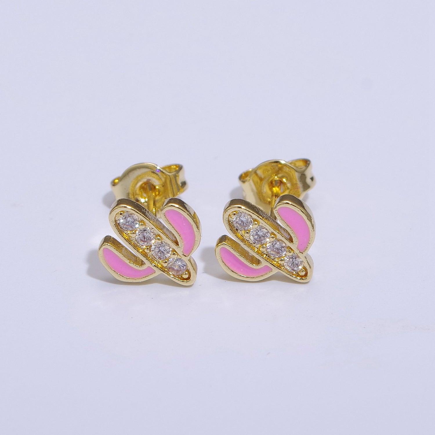Cactus earrings, gold cactus stud earrings, tiny studs, dainty small studs, minimalist  Succulent stud Earring - DLUXCA