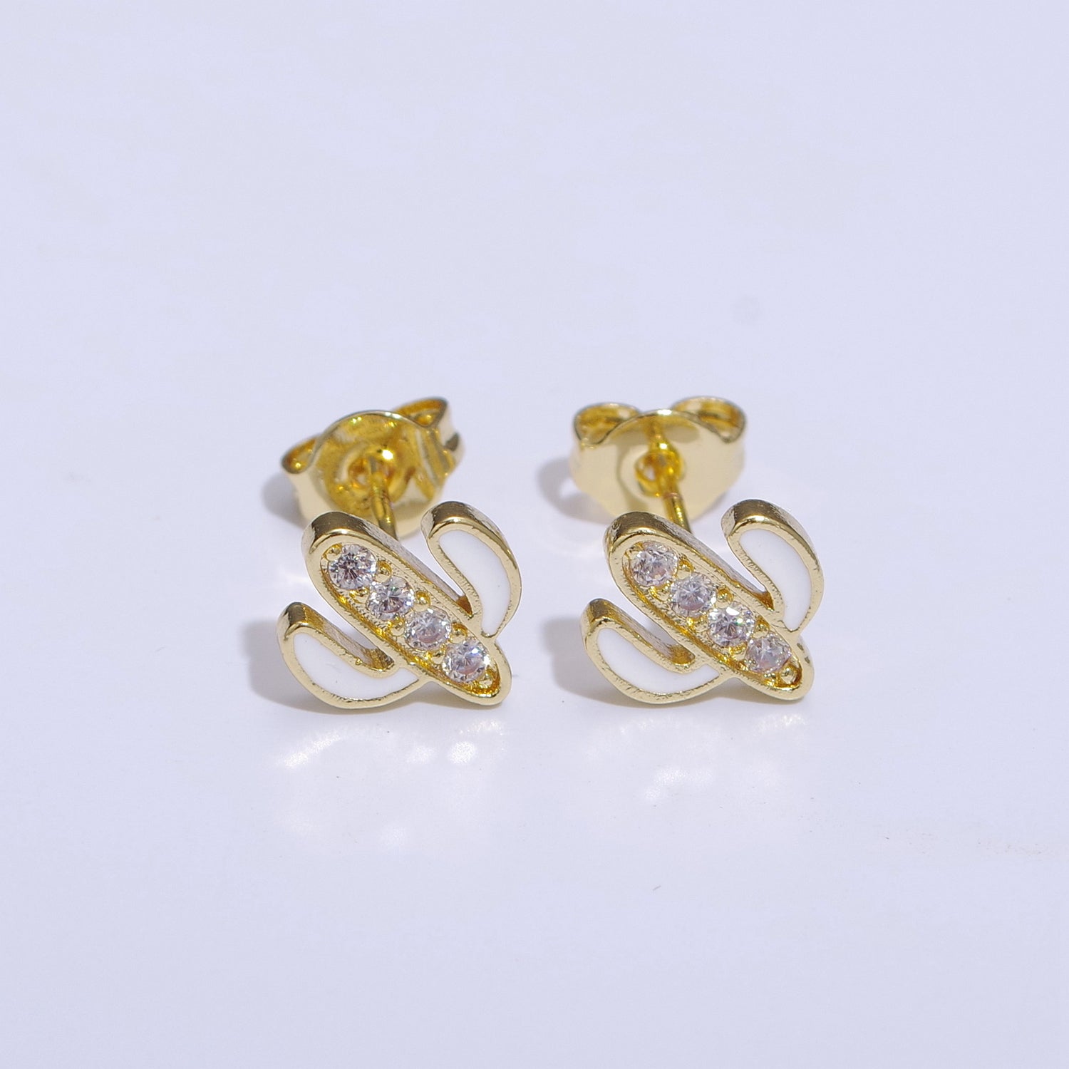 Cactus earrings, gold cactus stud earrings, tiny studs, dainty small studs, minimalist  Succulent stud Earring - DLUXCA