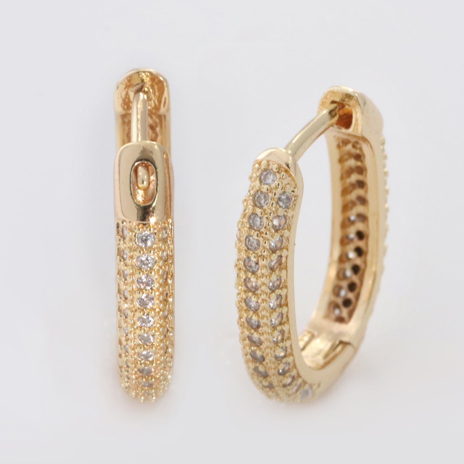 Small CZ Hoop Earrings Hypoallergenic 18K Gold Filled Huggie Hoop Earrings for Women - DLUXCA