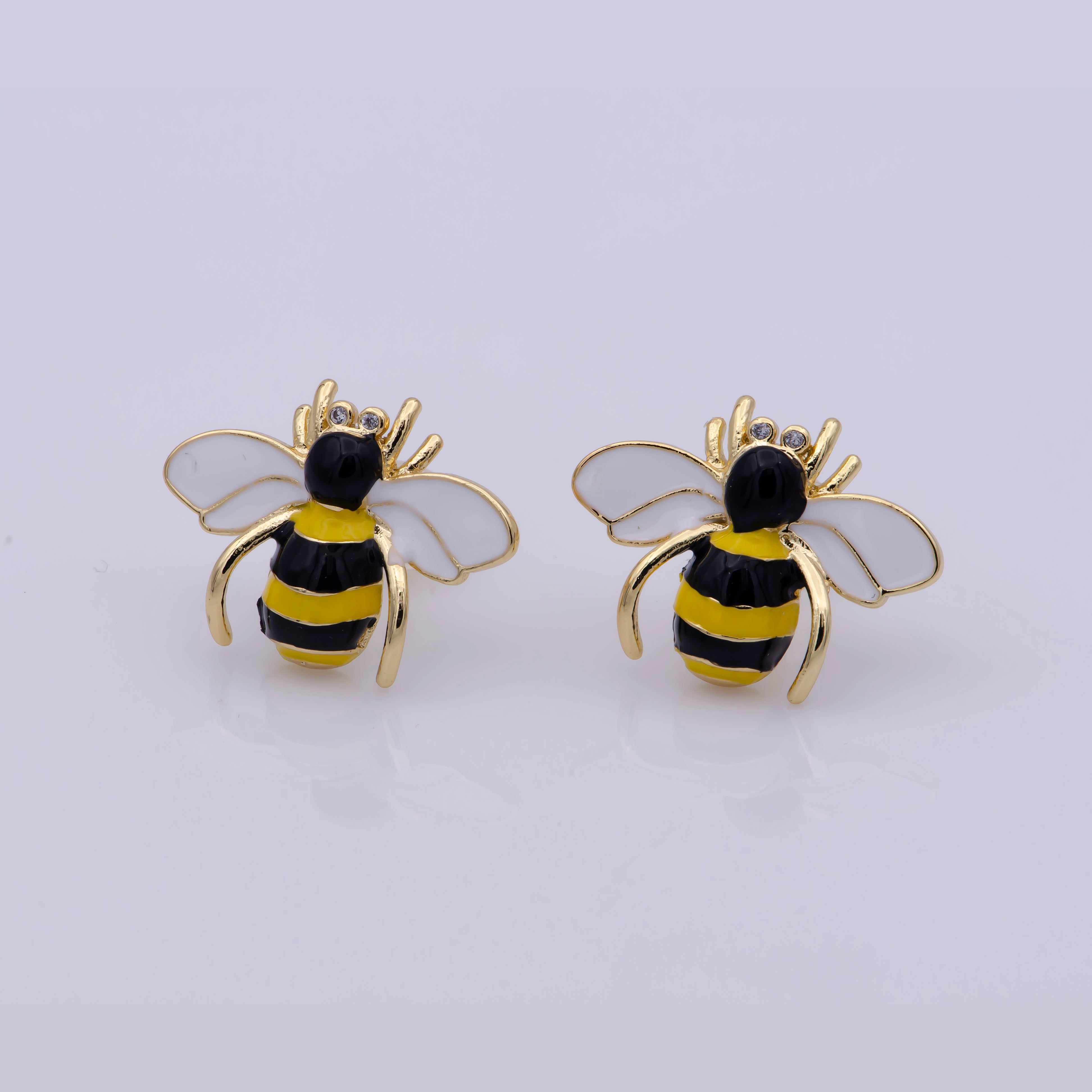 Yellow bee stud earring, cute dainty gold bee stud earring Everyday Wear for woman girl - DLUXCA