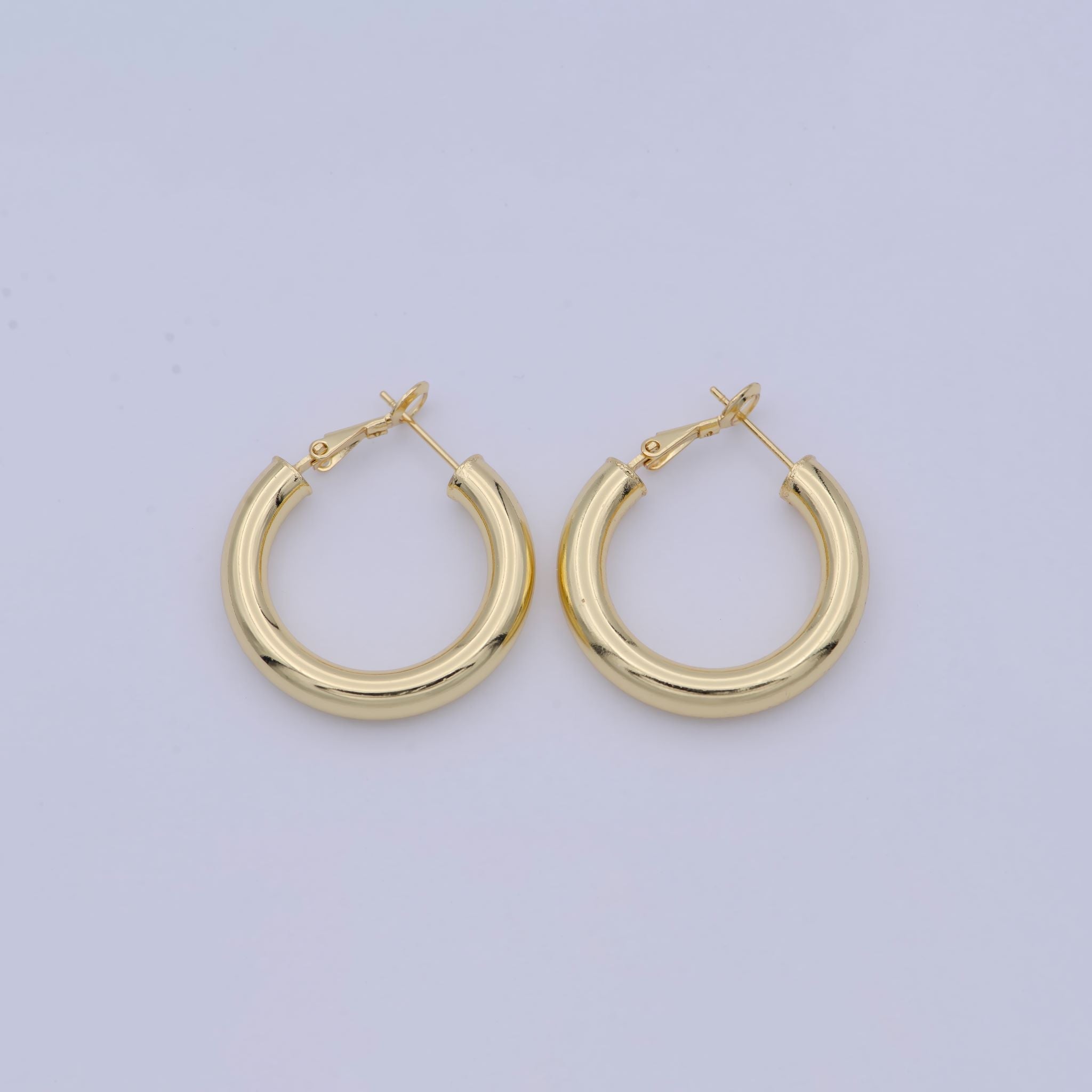 14k Gold Filled Hinged Hoops, Huggie Hoop Earrings, 30mm Tube, Hoop Flex Earrings for Everyday Wear Hypoallergenic - DLUXCA