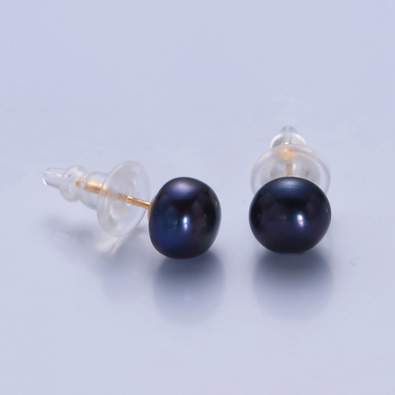 Minimalist Gold/Silver Pearl Stud Earrings | 7.4mm-8mm Round Black White Pink Purple Pearl Stud | Bridal Graduation Streetwear Jewelry | T375 T376 T377 T378 V399 - DLUXCA