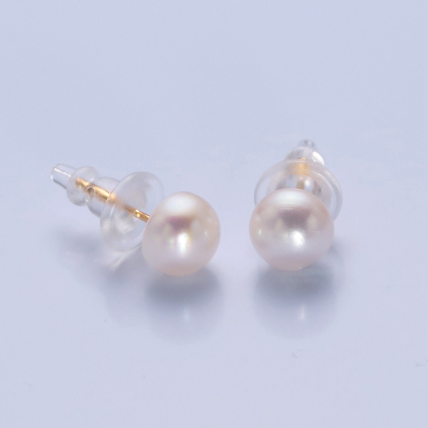 Minimalist Gold/Silver Pearl Stud Earrings | 7.4mm-8mm Round Black White Pink Purple Pearl Stud | Bridal Graduation Streetwear Jewelry | T375 T376 T377 T378 V399 - DLUXCA
