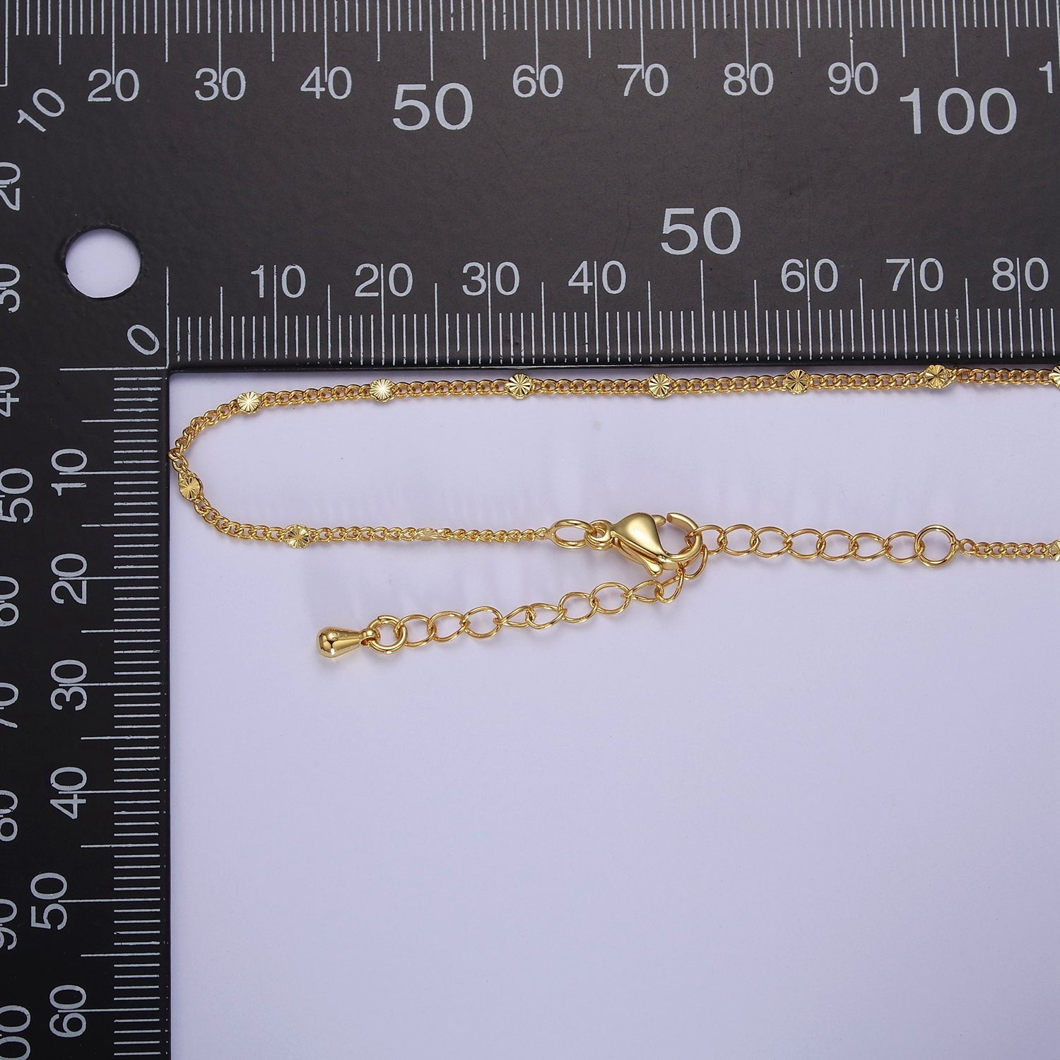 Dainty Sunburst Curb Chain Necklace ∙ 14K Gold Filled Necklace Curb Link Chain 18 inch + 2.5 inch extender Ready to Wear WA-937 - DLUXCA