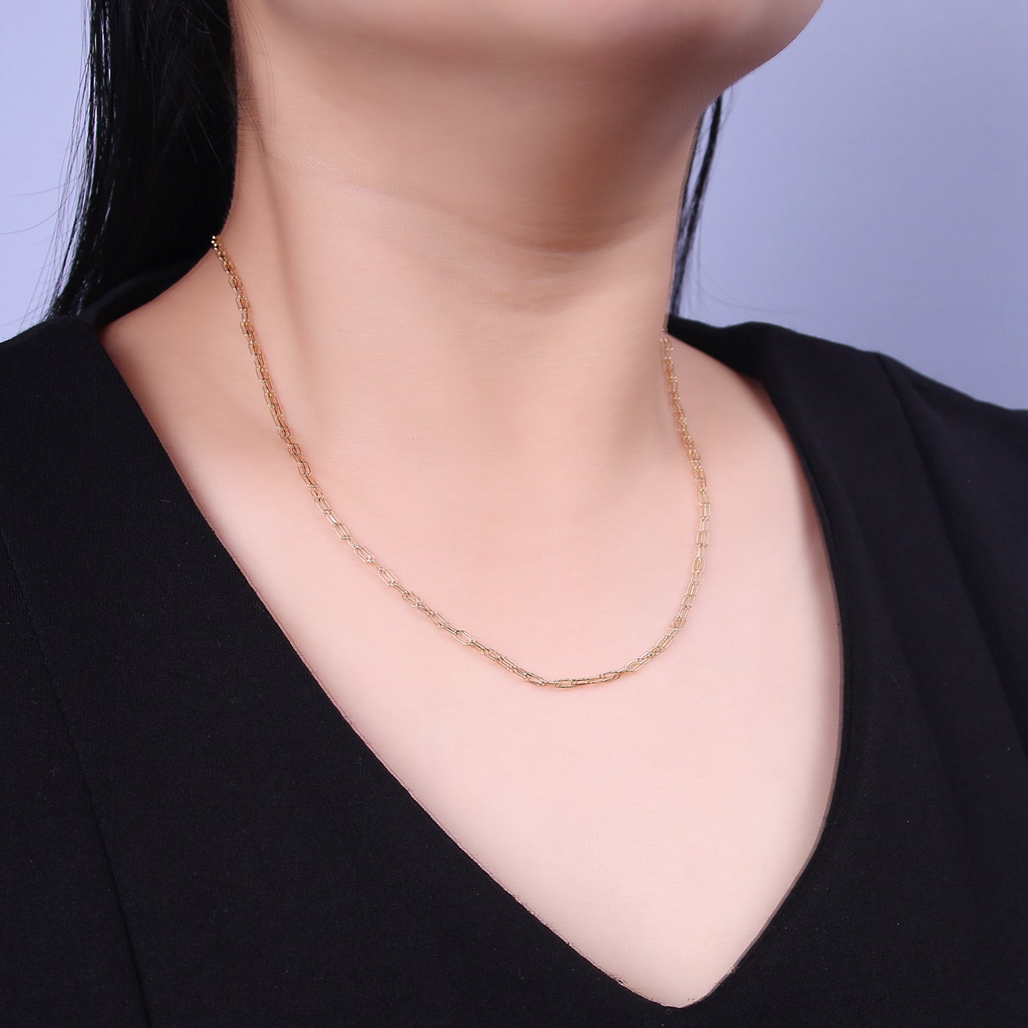 Dainty Paper Clip Chain Necklace ∙ 14K Gold Filled Necklace Cable Link Chain 18 inch + 2.5 inch extender Ready to Wear  WA-889 - DLUXCA