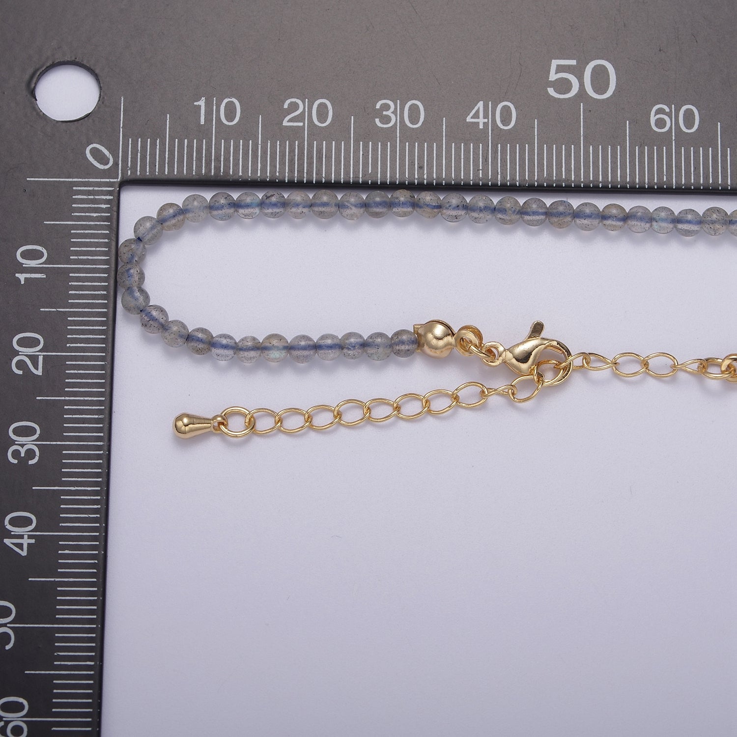 Moonstone Beaded Necklace 3.2mm Rainbow Moonstone Beads Necklace, Dainty Handmade Necklace WA-868 - DLUXCA