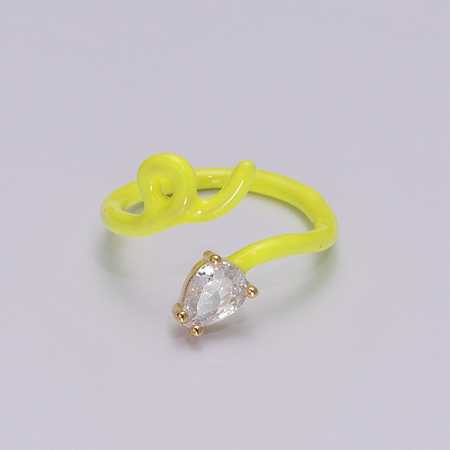 Enamel Twist Ring Y2K Jewelry Tear Drop Cz Stone Swirl Trend Ring for Christmas Gift - DLUXCA