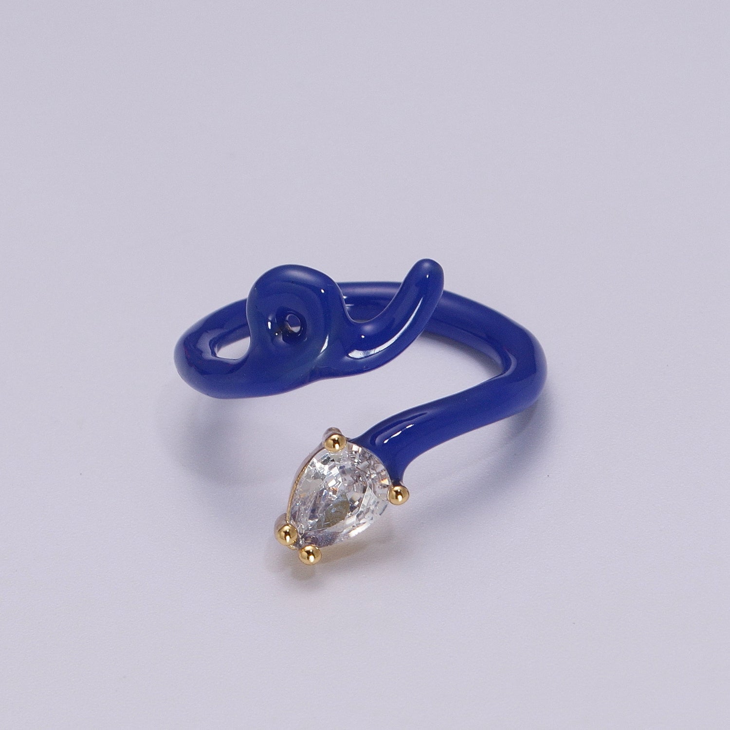 Enamel Twist Ring Y2K Jewelry Tear Drop Cz Stone Swirl Trend Ring for Christmas Gift - DLUXCA