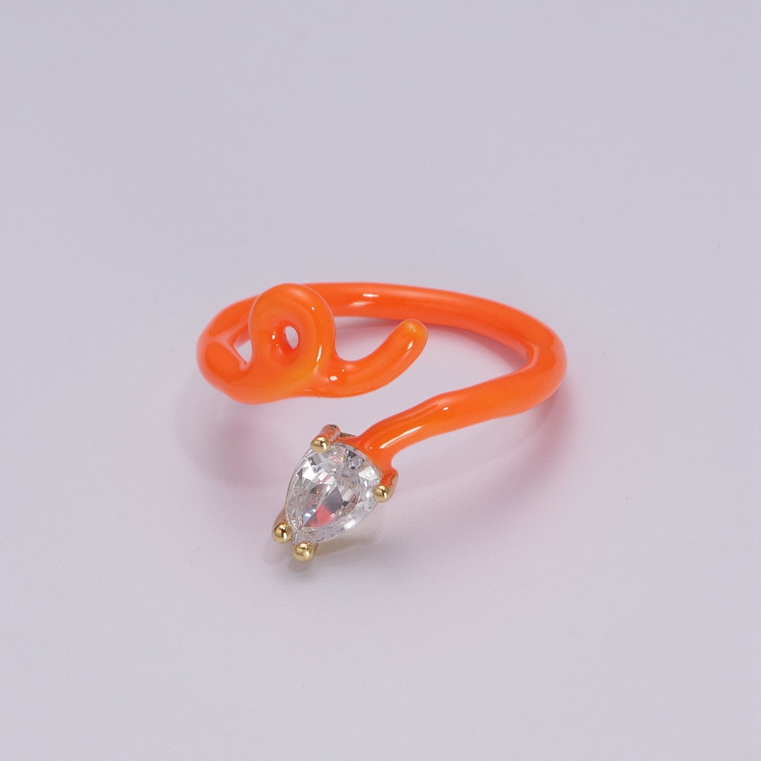 Enamel Twist Ring Y2K Jewelry Tear Drop Cz Stone Swirl Trend Ring for Christmas Gift - DLUXCA