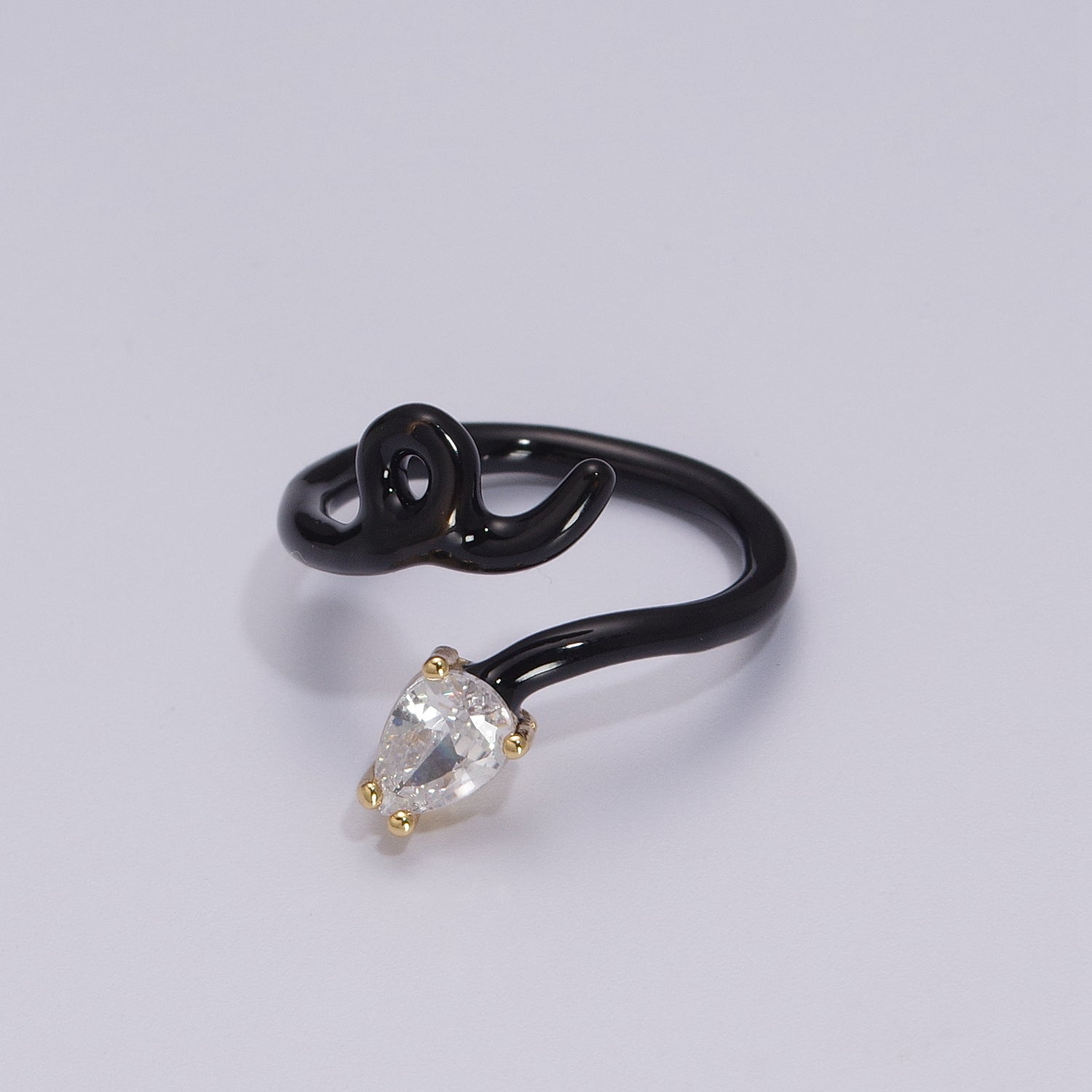 Enamel Twist Ring Y2K Jewelry Tear Drop Cz Stone Swirl Trend Ring for Christmas Gift - DLUXCA