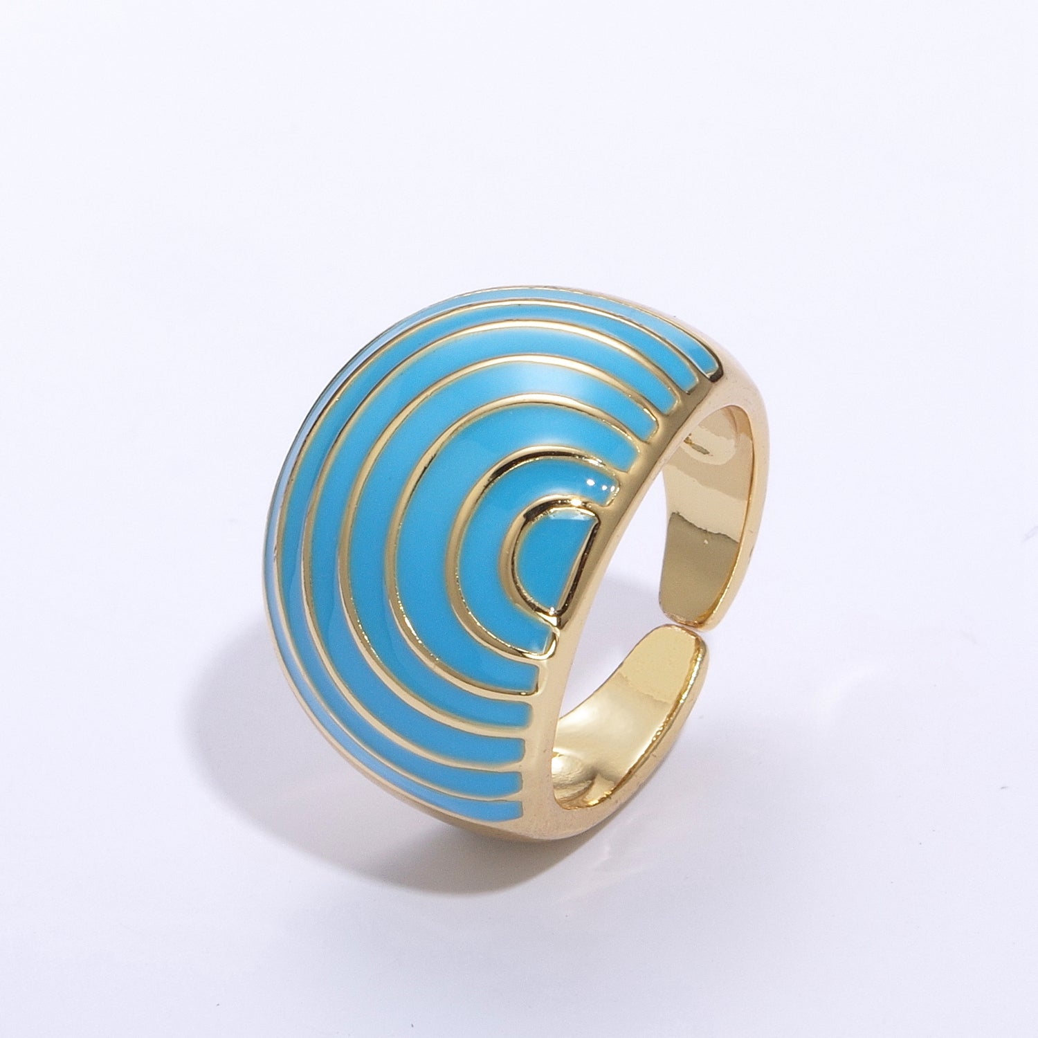 Enamel Rainbow Dome Ring for Women in Gold Chunky Bold Enamel Ring Signet Statement Ring y2k Jewelry - DLUXCA