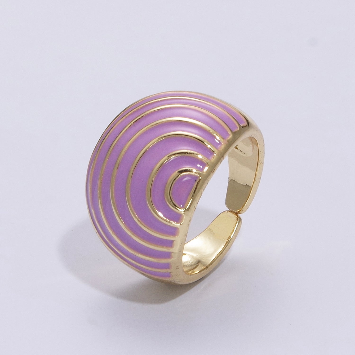 Enamel Rainbow Dome Ring for Women in Gold Chunky Bold Enamel Ring Signet Statement Ring y2k Jewelry - DLUXCA