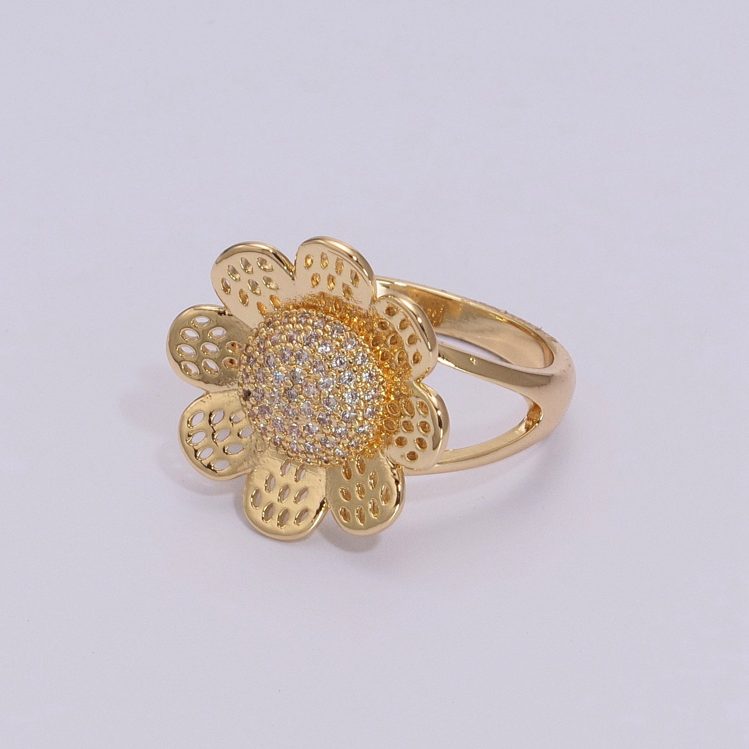 Gold Filled Daisy Flower Ring - Statement Flower Ring - Stackable Ring - 3D Flower Ring Size 7,8,9 - DLUXCA