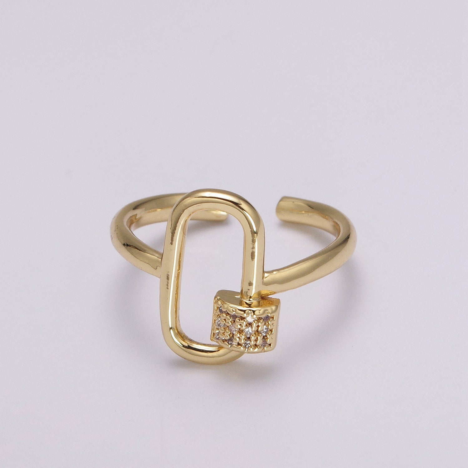 Dainty Gold Ring Carabiner Style Fashion Jewelry - DLUXCA