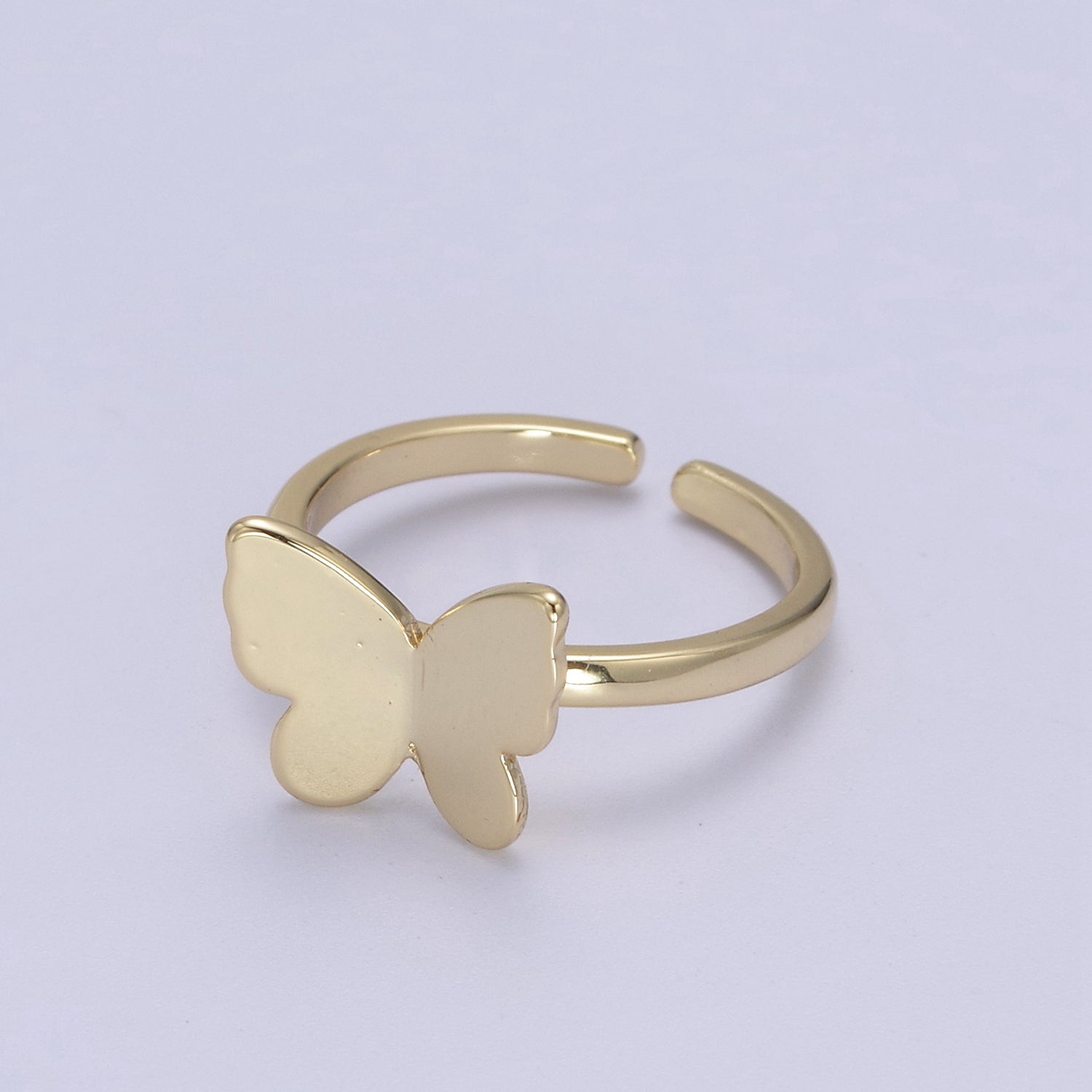 Minimalist 24K Gold Filled Mariposa Butterfly Open Adjustable Ring in Gold & Silver U446 U447 - DLUXCA