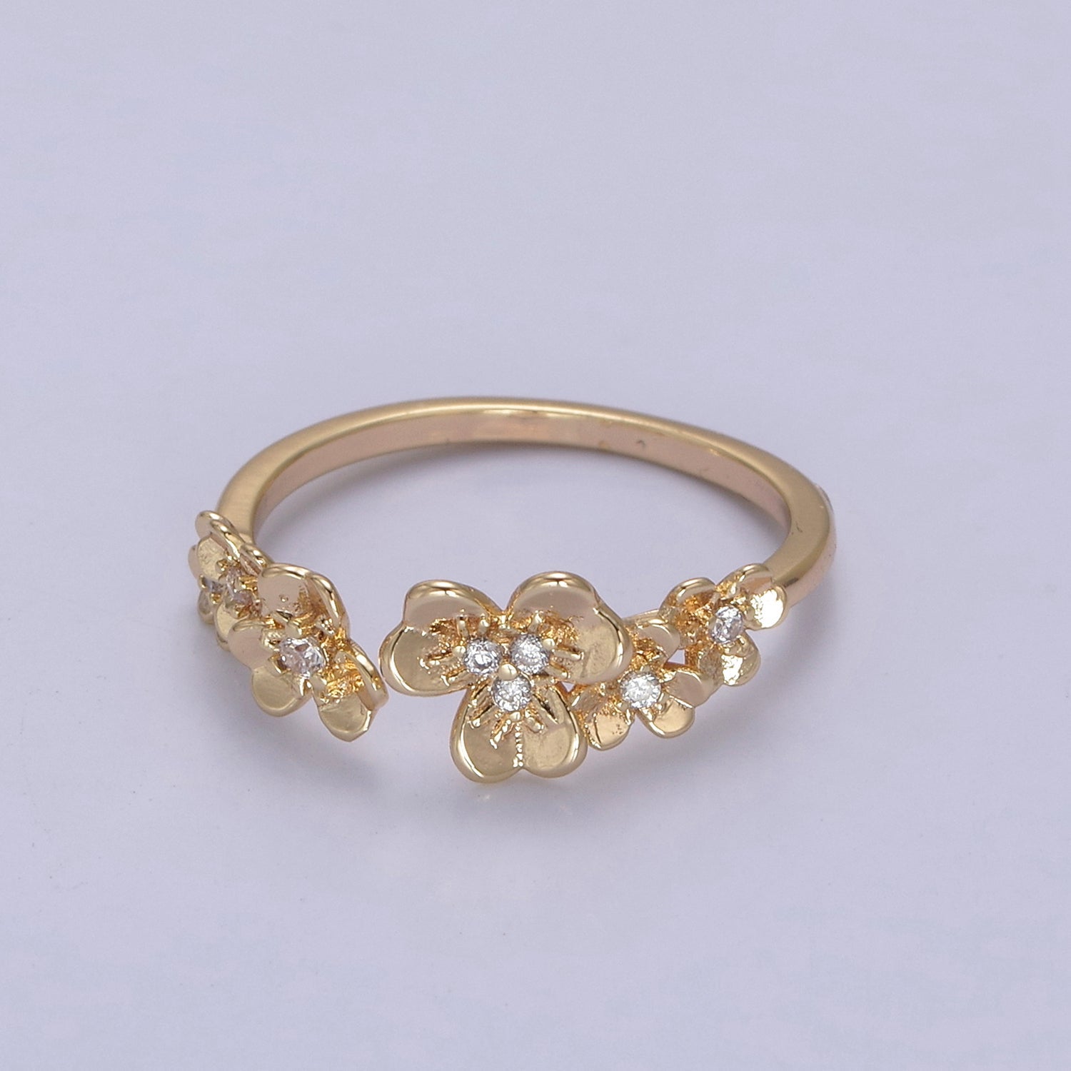 Dainty Daisy Ring in Gold Filled Silver Open Adjustable Flower Ring U-495 - DLUXCA