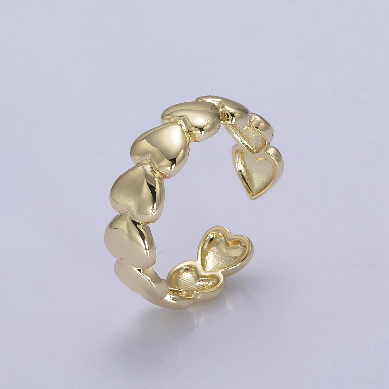 24K Gold Filled Heart Adjustable Ring, Multi Heart Love Friendship Ring For Valentine's, U532 - DLUXCA