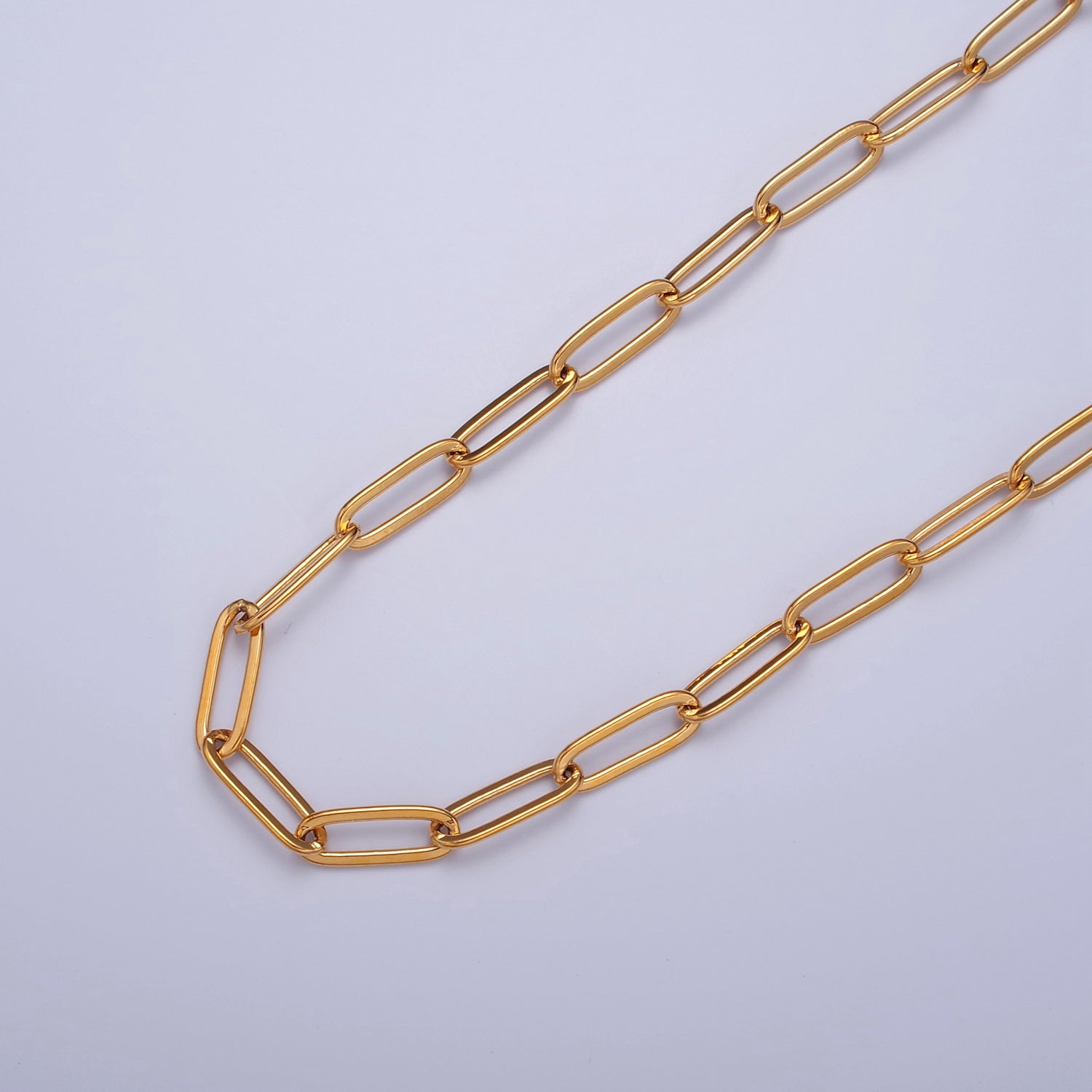 Paper Clip Unfinished Chain, 14mm x 5mm, 24k Gold Filled Chain 19.5 inch long V-020 - DLUXCA