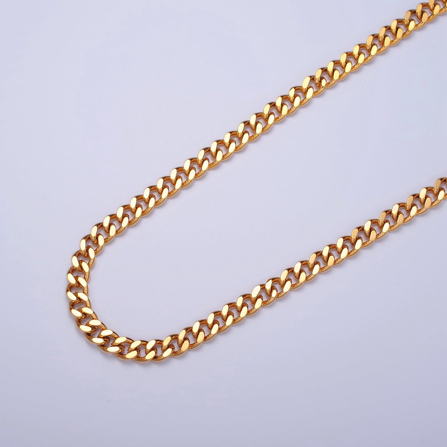 Miami Cuban Curb Link Unfinished Chain, 4.5mm 24k Gold Filled Chain 19.5 inch long V-032 - DLUXCA