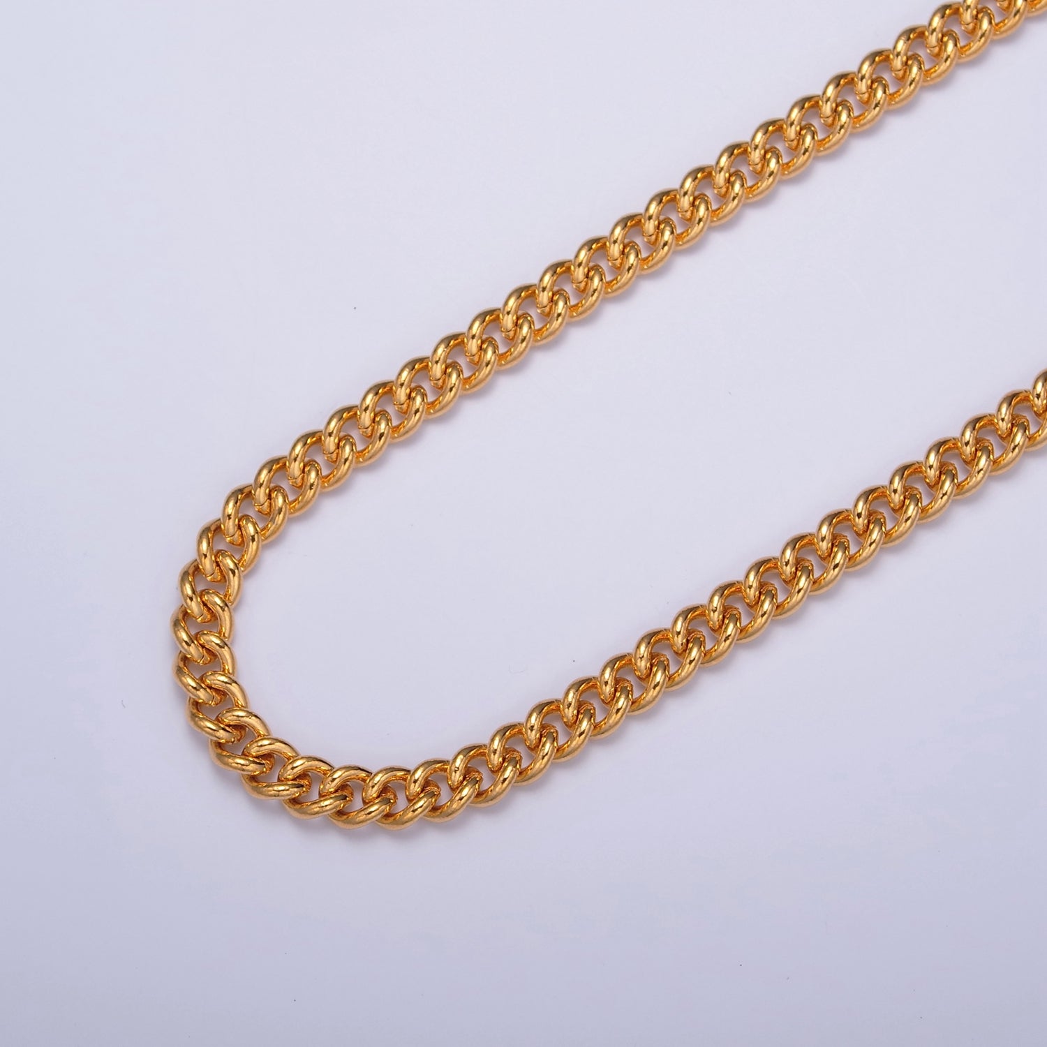 Thick Curb Link Unfinished Chain, 6mm 24k Gold Filled Chain 19.5 inch long V-033 - DLUXCA