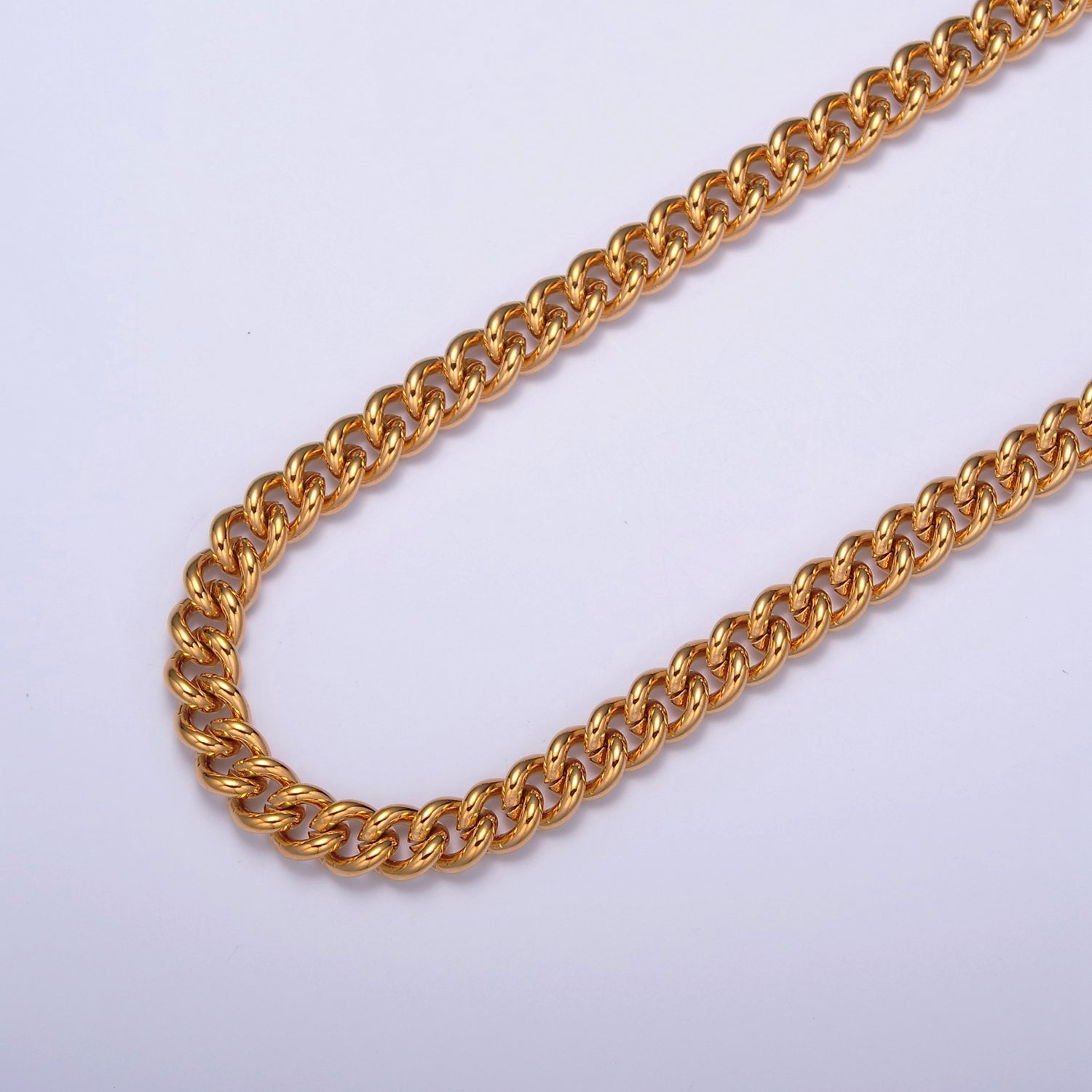 Thick Curb Link Unfinished Chain, 6mm 24k Gold Filled Chain 19.5 inch long V-034 - DLUXCA