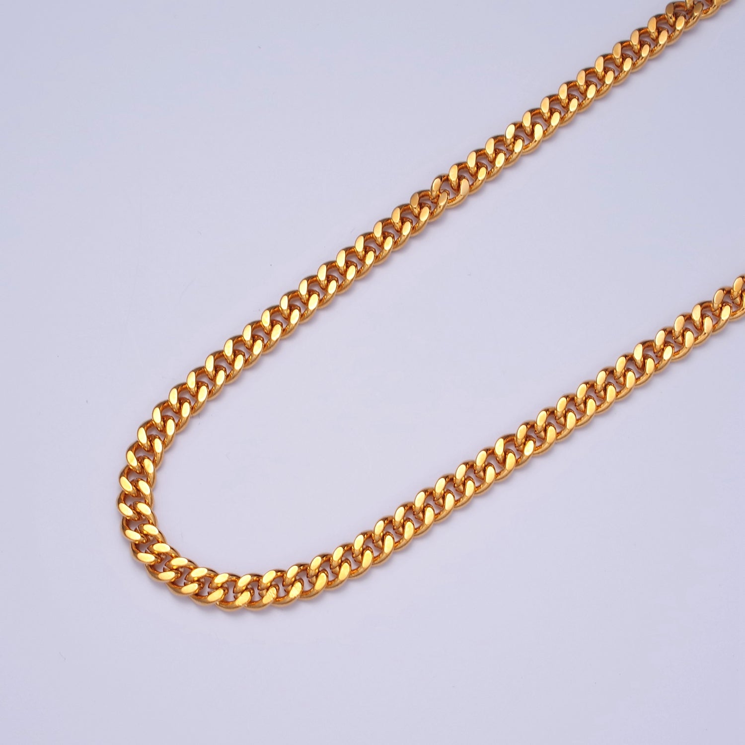 Miami Cuban Curb Link Unfinished Chain, 4.5mm 24k Gold Filled Chain 19.5 inch long V-036 - DLUXCA