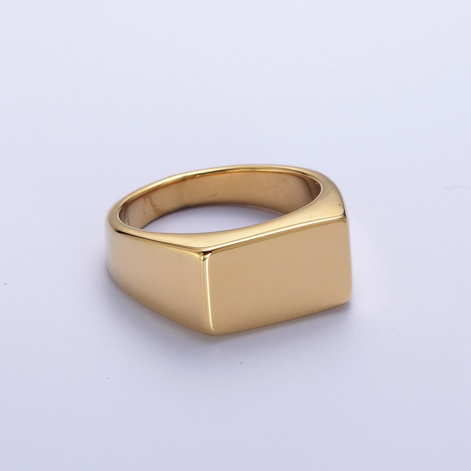 Minimalist Rectangular Signet Stainless Steel Ring in Gold & Silver | V069-V072 - DLUXCA