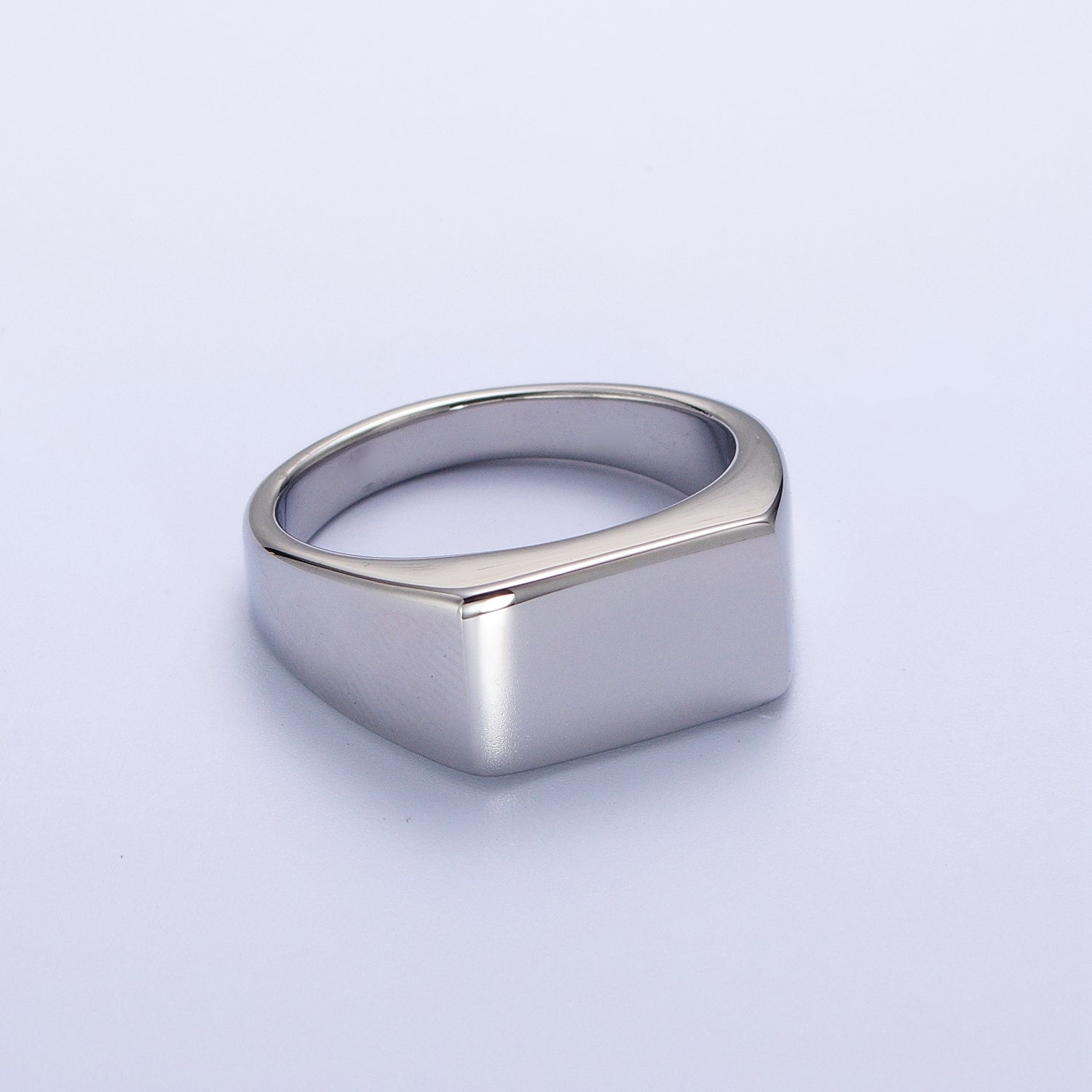 Minimalist Rectangular Signet Stainless Steel Ring in Gold & Silver | V069-V072 - DLUXCA