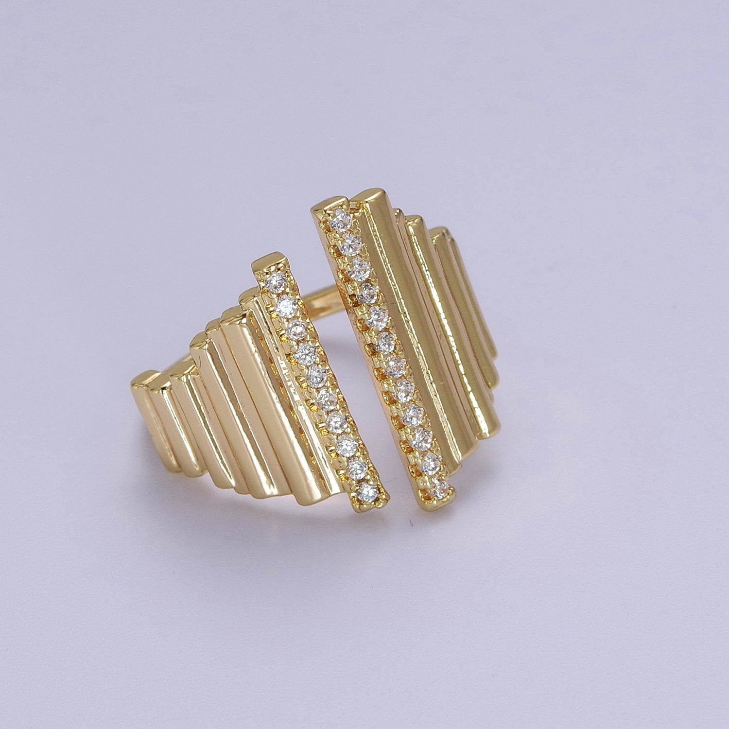 Bold Statement Ring Gold CZ Stackable Ring V-182 - DLUXCA