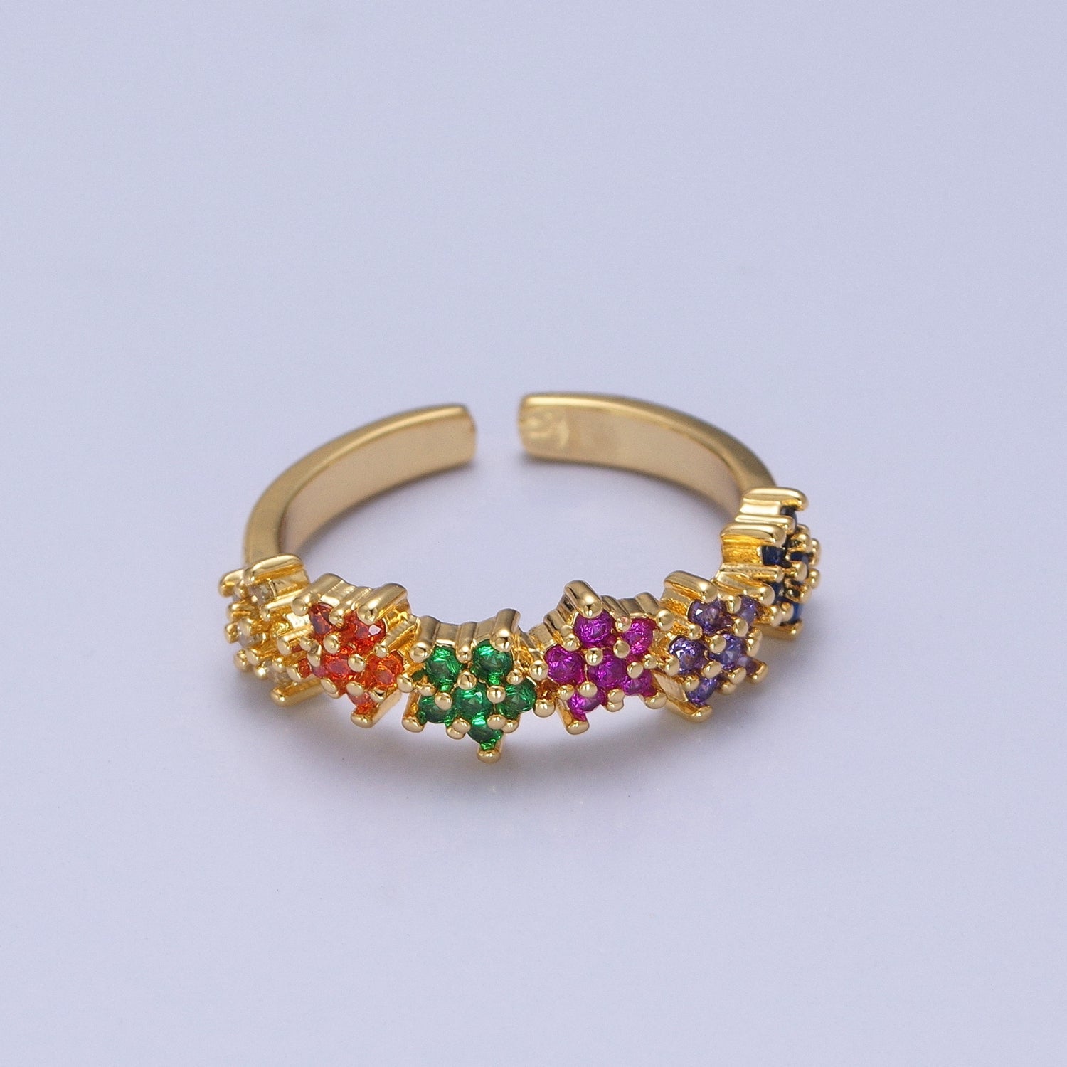 Dainty Gold Star Ring Multi Color Cz Ring V-283 - DLUXCA