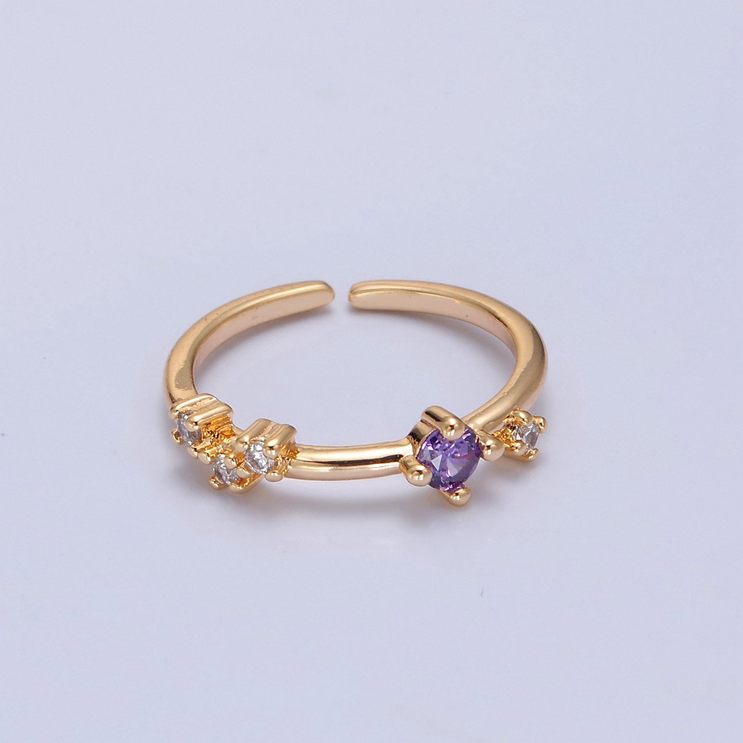 Dainty Multi-Stone Ring • Gold Band Cz Birthstone Ring V-302 V-307 - DLUXCA