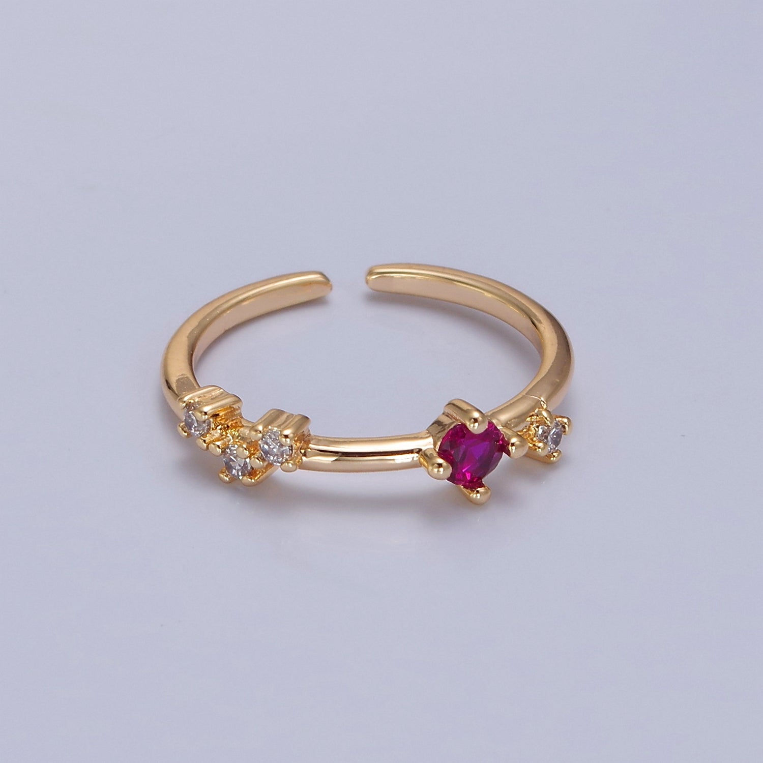 Dainty Multi-Stone Ring • Gold Band Cz Birthstone Ring V-302 V-307 - DLUXCA