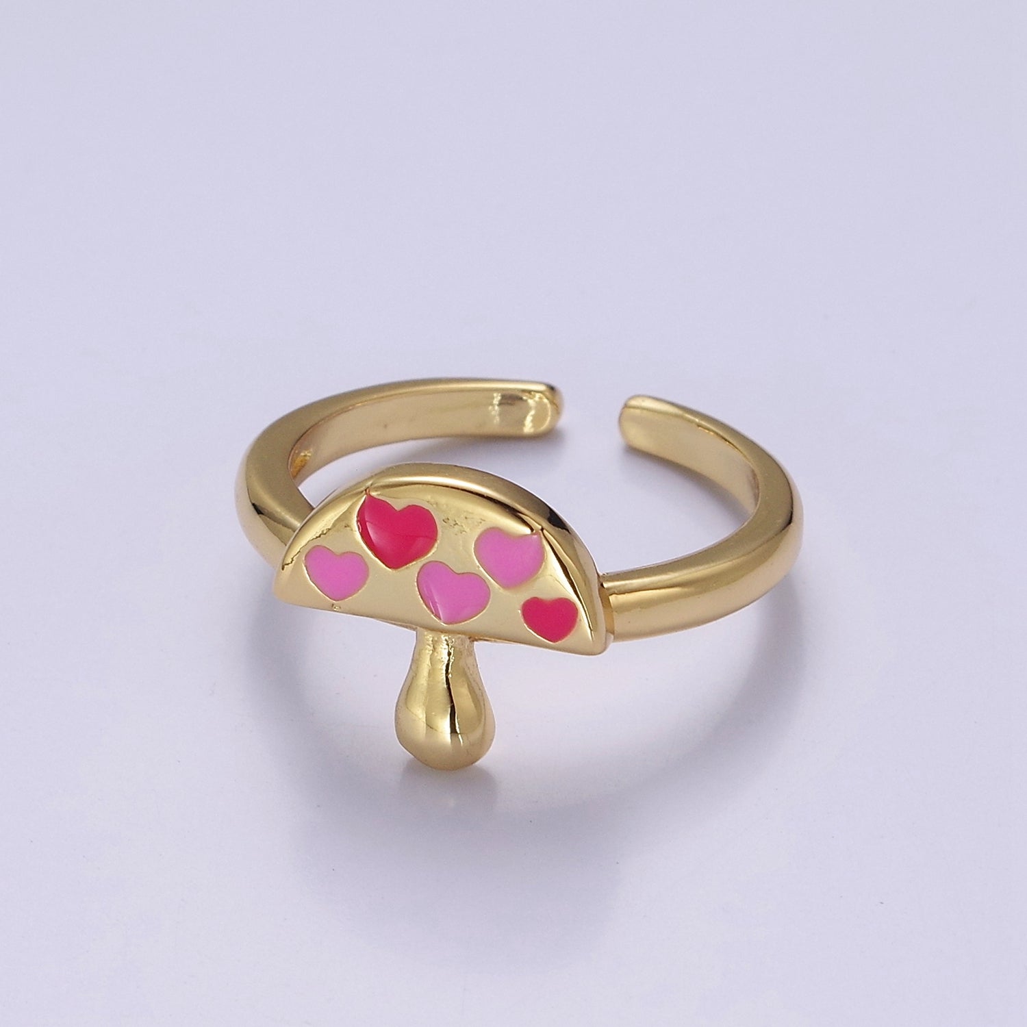 Gold y2k Mushroom Ring, Open Adjustable Ring, Women Ring V-312 - DLUXCA