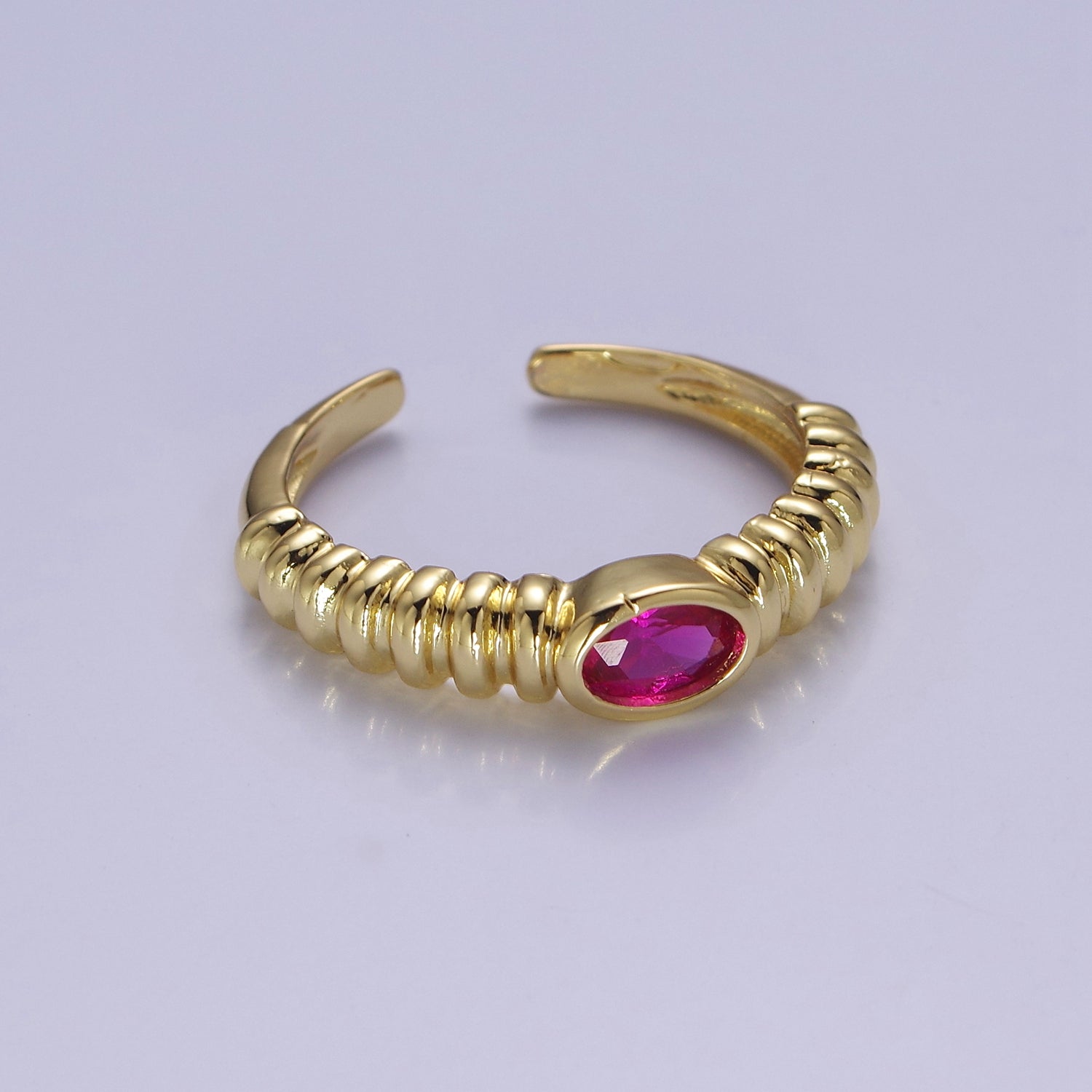 Minimalist Fuchsia Ring Open Adjustable Ring V-338 - DLUXCA