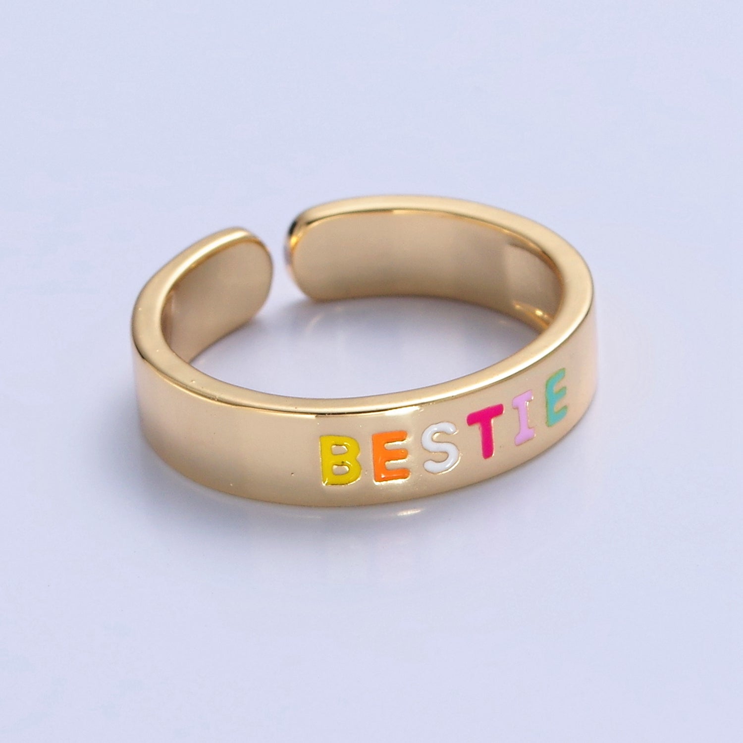 Gold Bestie Ring Open Adjustable Jewelry for Best Friend Gift V-355 - DLUXCA