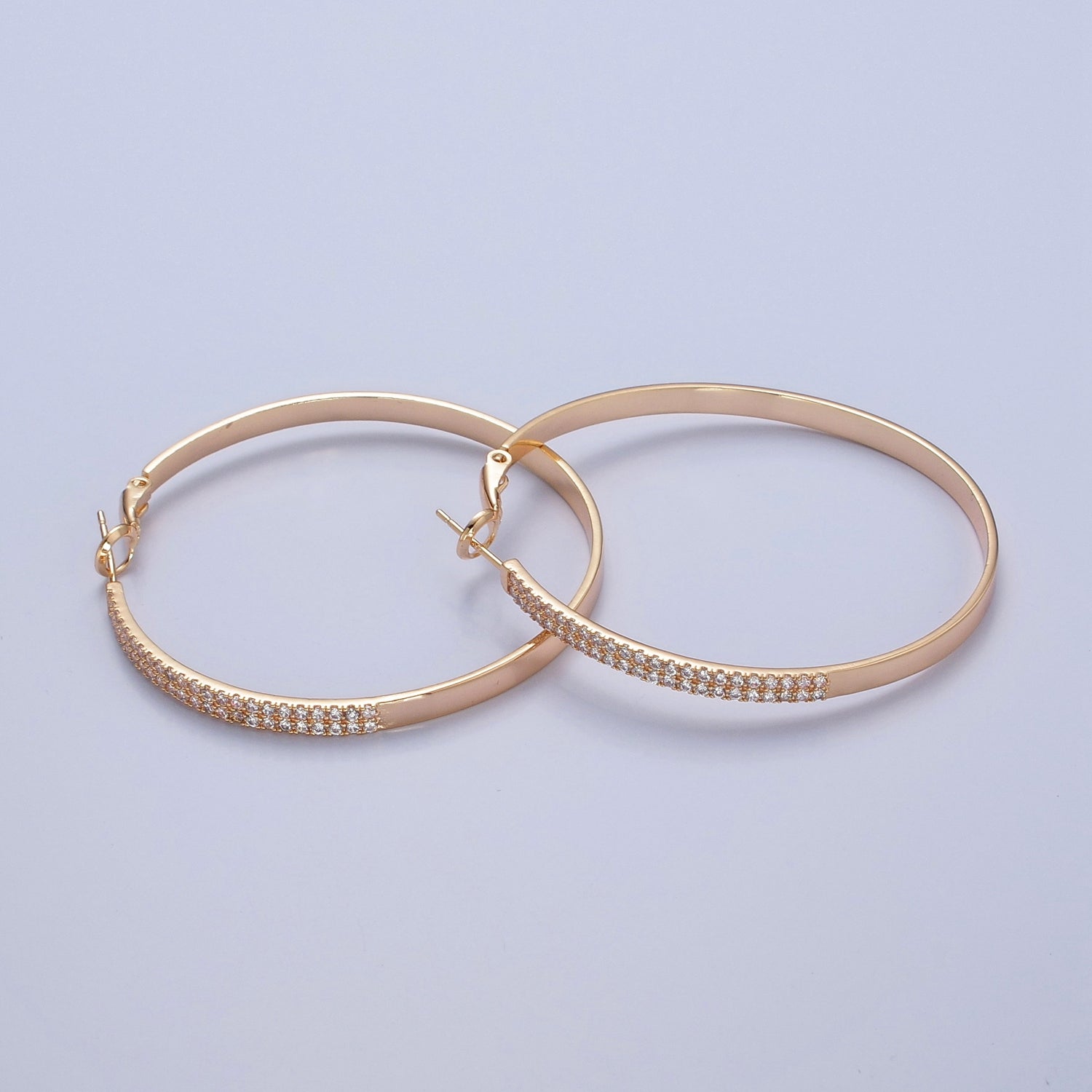50mm Gold Hoop Earring Micro Pave Big Hoop V-392 - DLUXCA