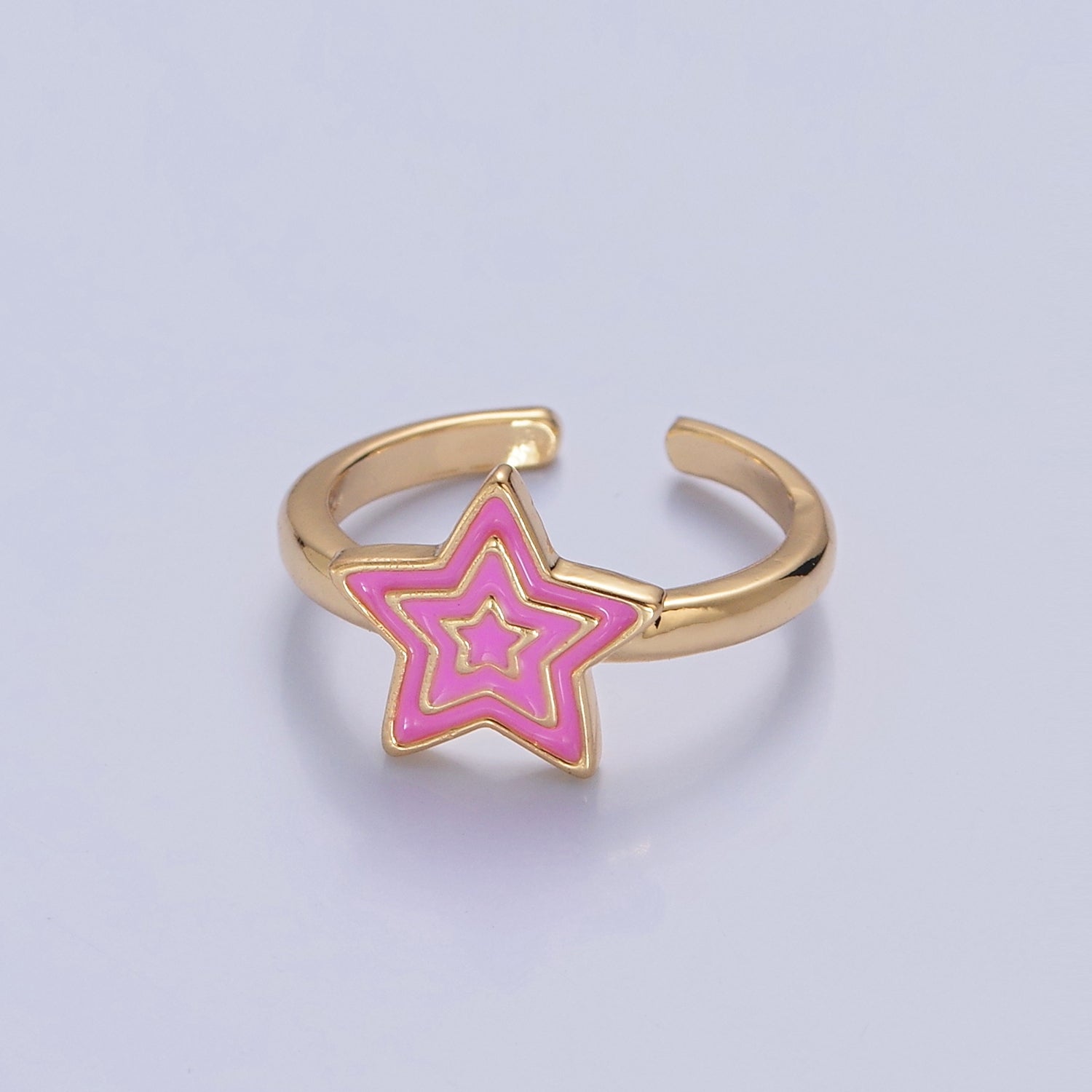 Kawaii Star Ring for Kids Jewelry Open Adjustable Ring V-452 V-453 V-454 - DLUXCA