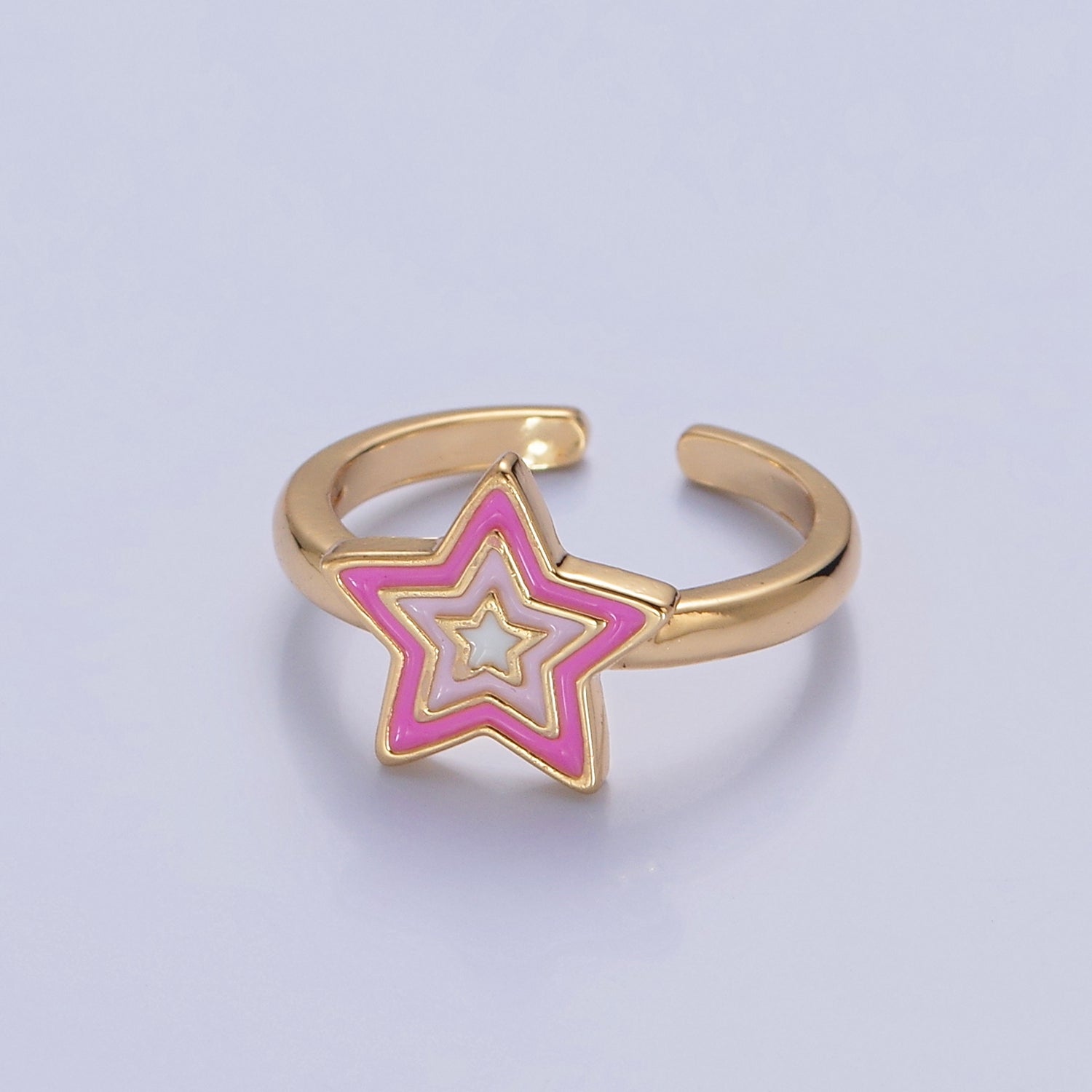 Kawaii Star Ring for Kids Jewelry Open Adjustable Ring V-452 V-453 V-454 - DLUXCA